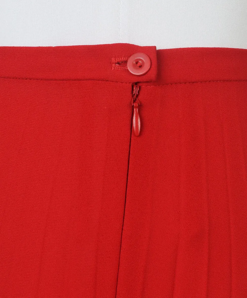 Escada Red Pleated Polyester Skirt sz 4