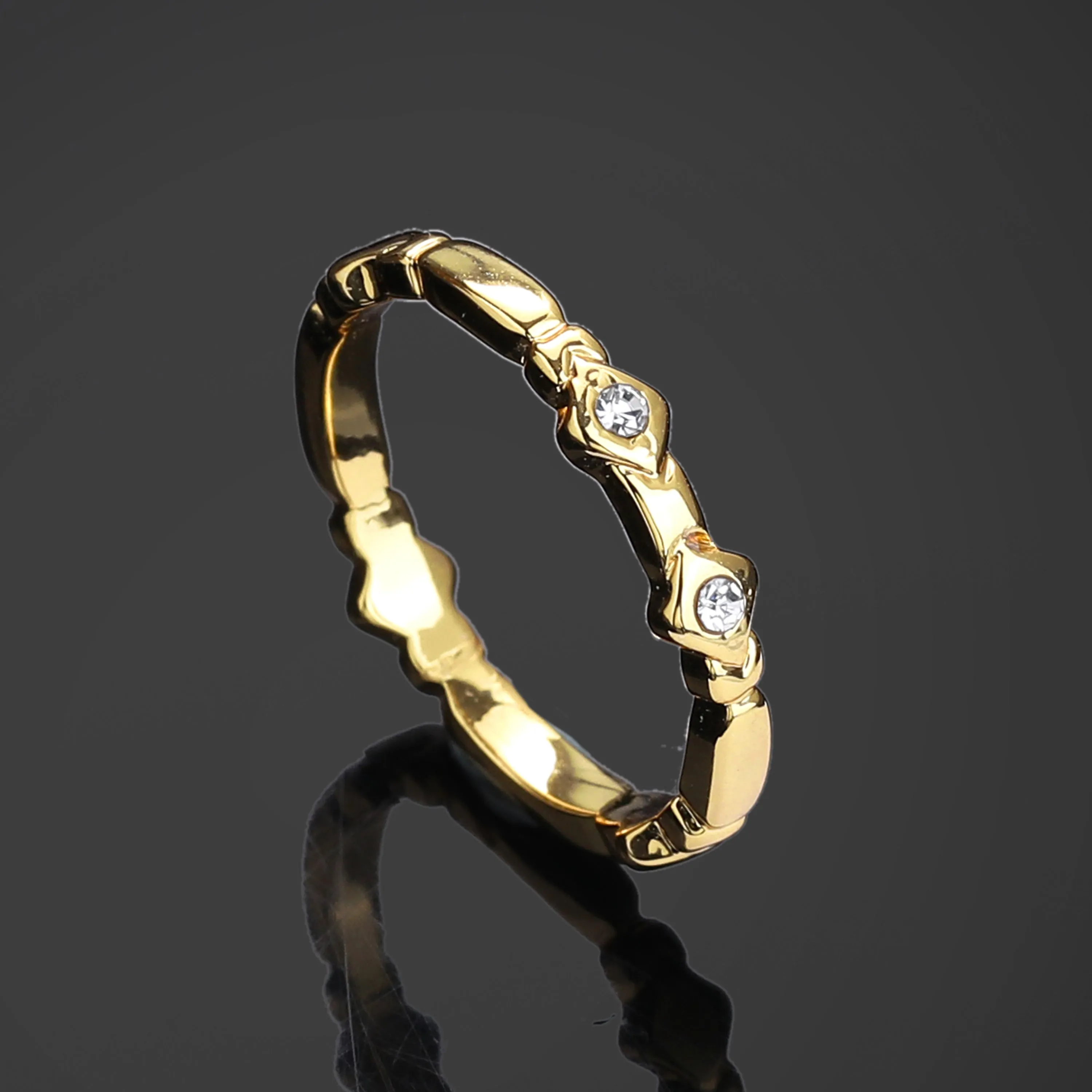 Estele Gold Plated Alluring Finger Ring with Crystals for Women