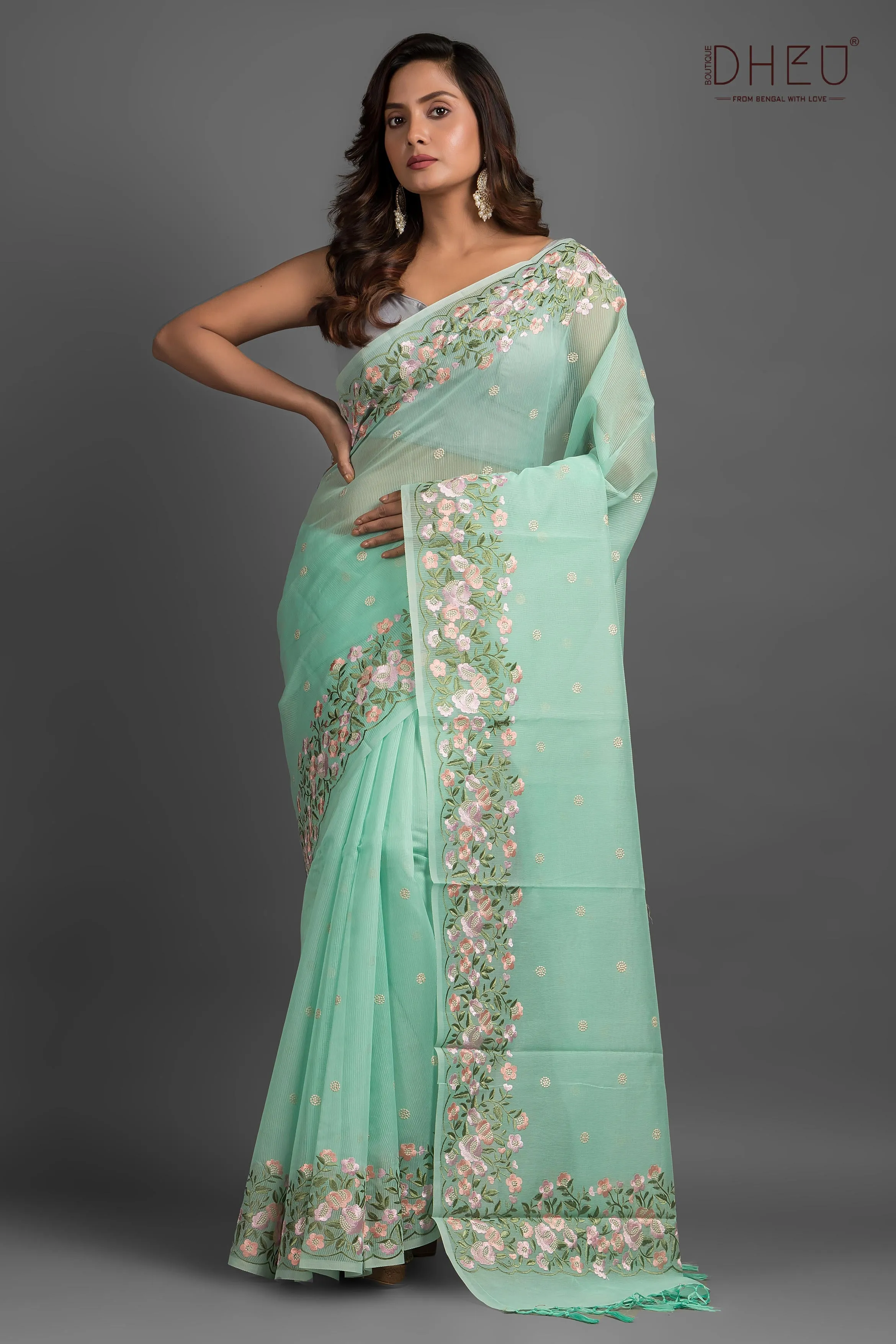 Exclusive Embroidery Kota Silk Saree