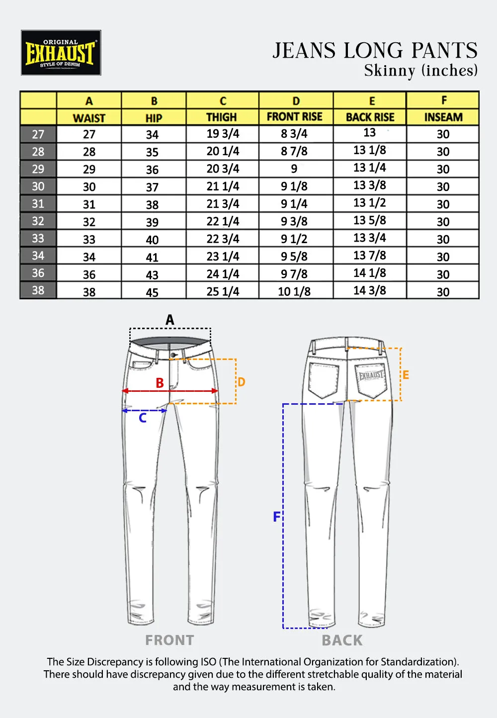 EXHAUST CLASSIC JEANS LONG PANTS [304 SKINNY] 1632