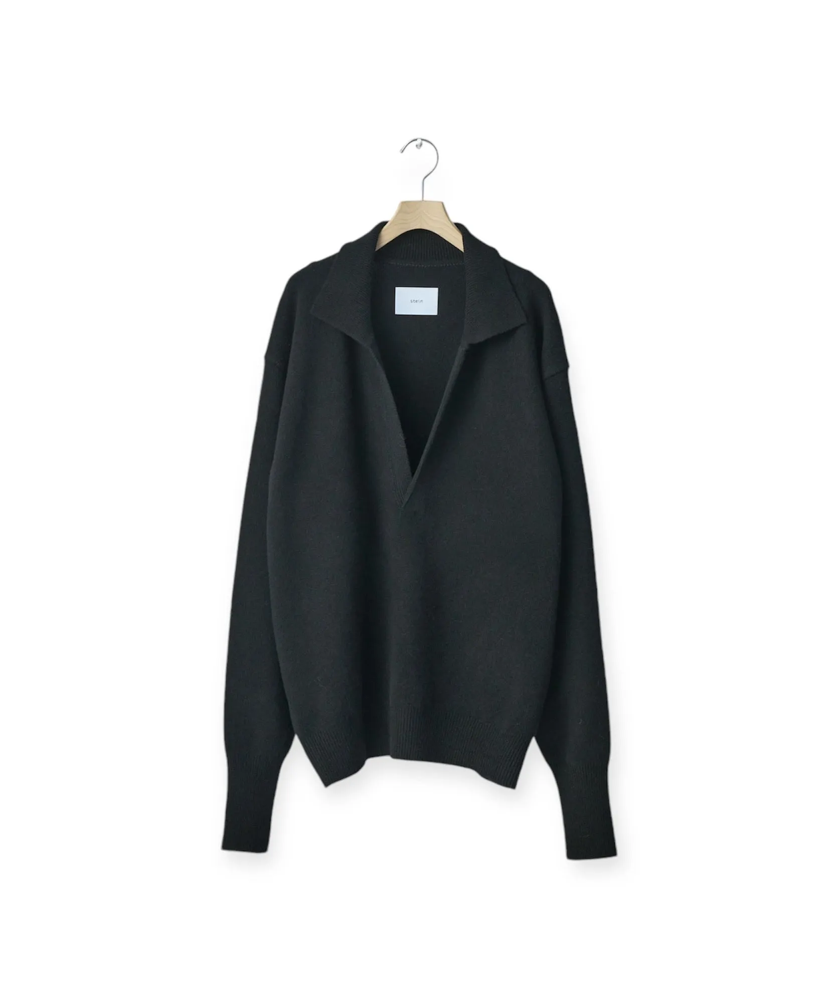 EXTRA FINE WOOL KNIT SKIPPER LS "BLACK"