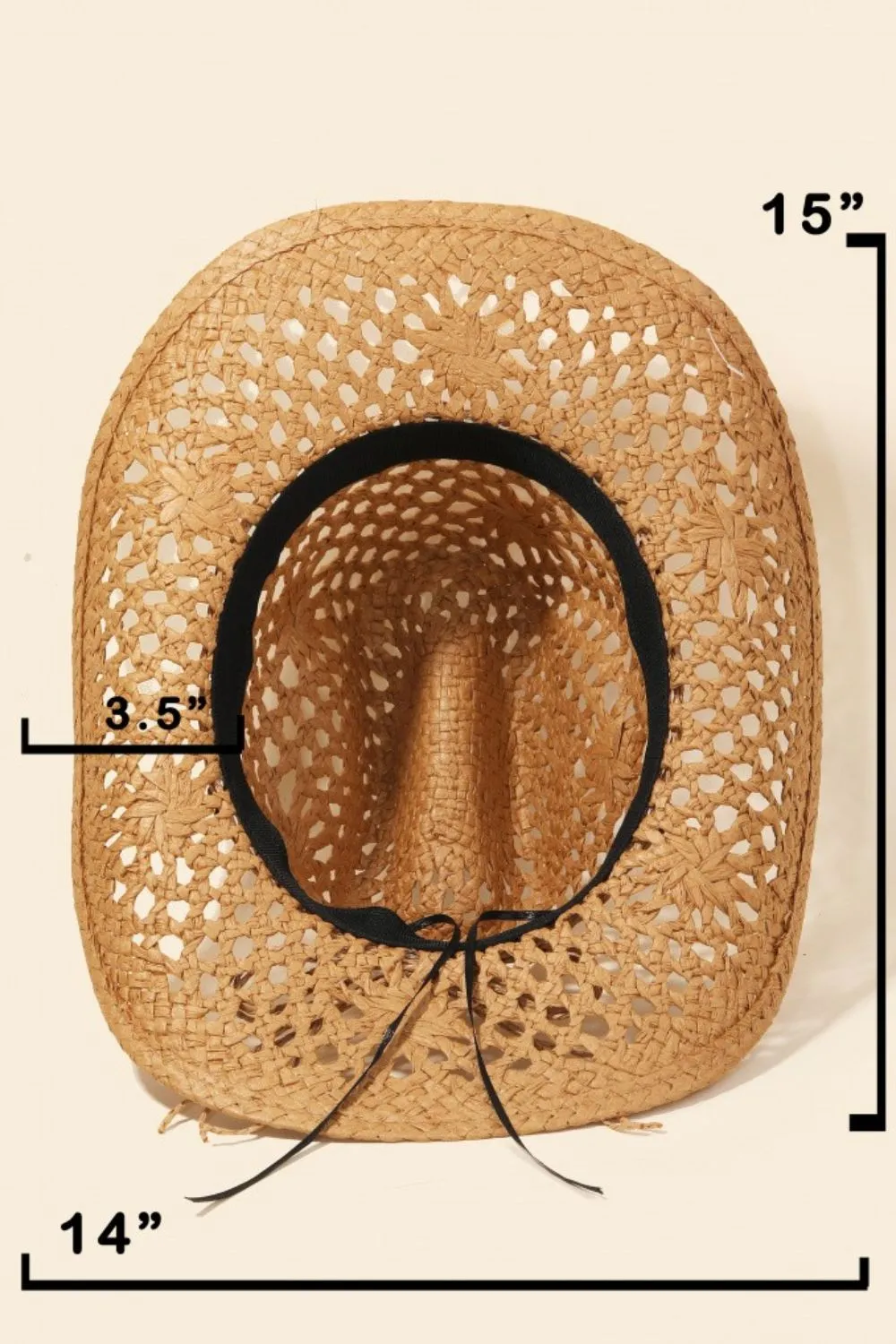 FAME STRAW WEAVE ROPE RIBBON COWBOY HAT