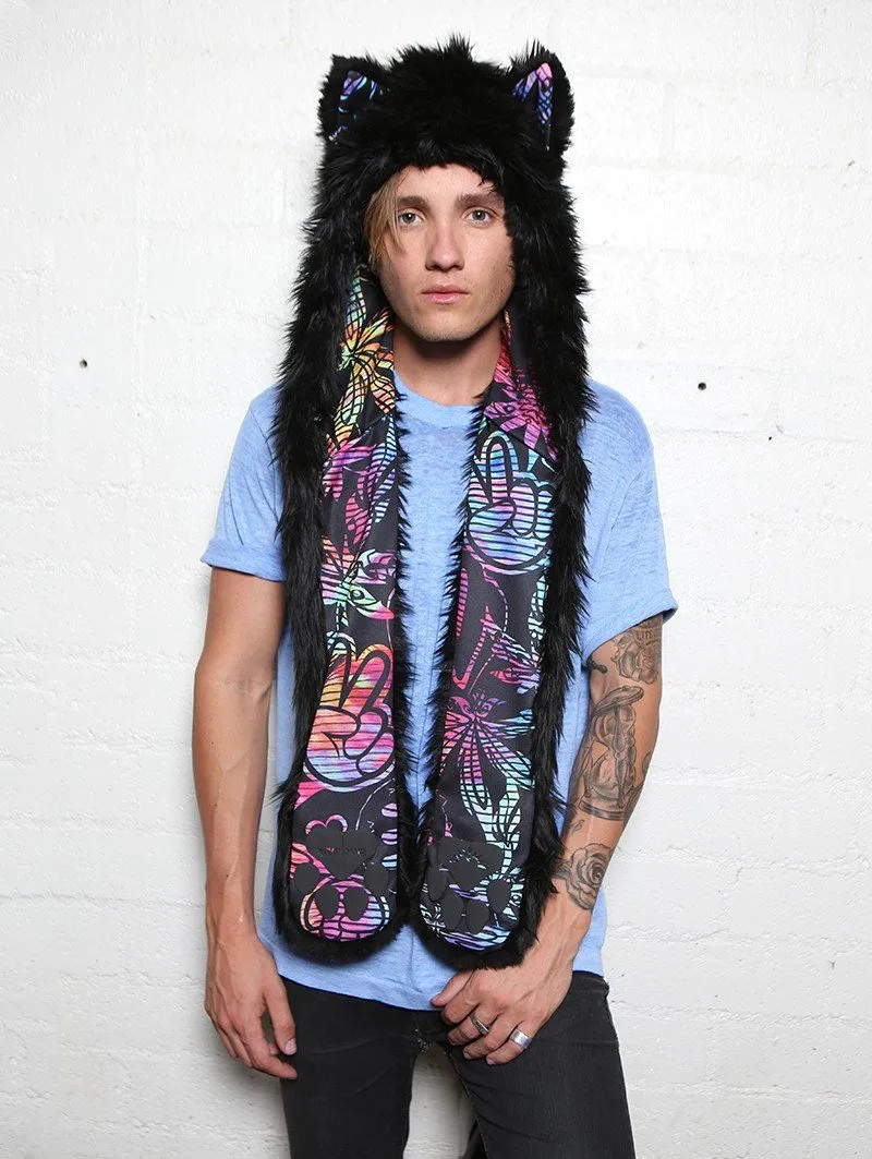 FauxEva Funky Black Wolf SpiritHood