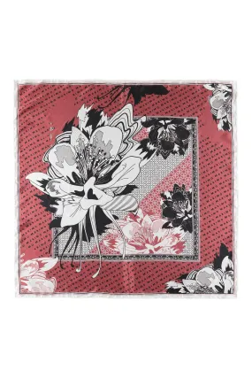 FLORAL RED SILK HABOTAI SCARF