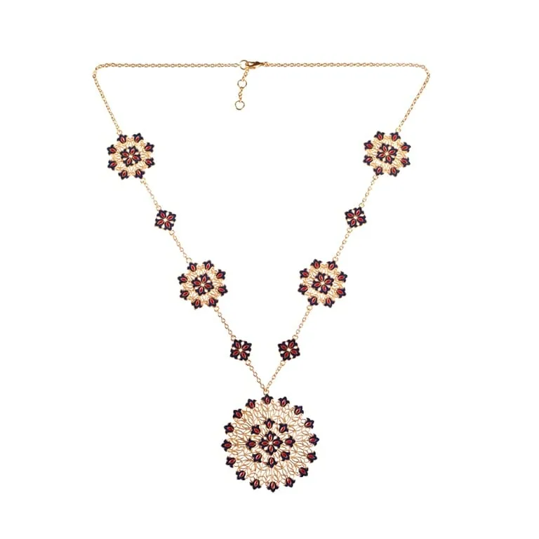 Flower Burst Medallion Necklace