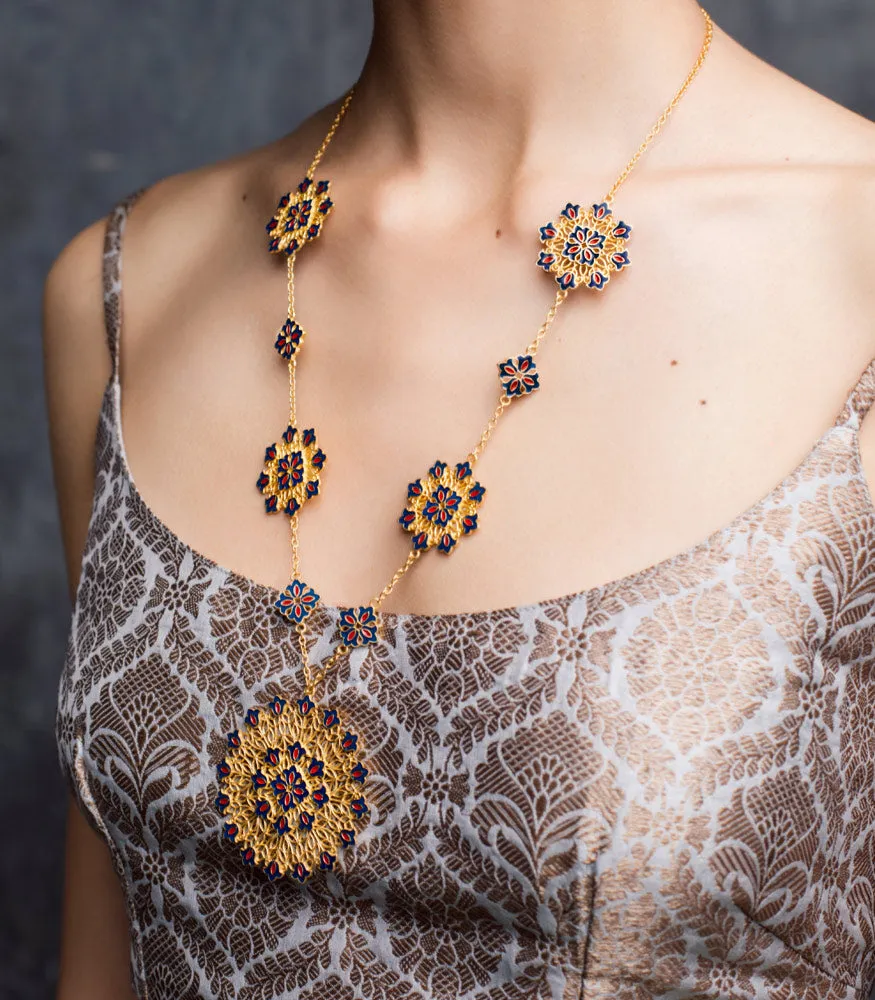 Flower Burst Medallion Necklace