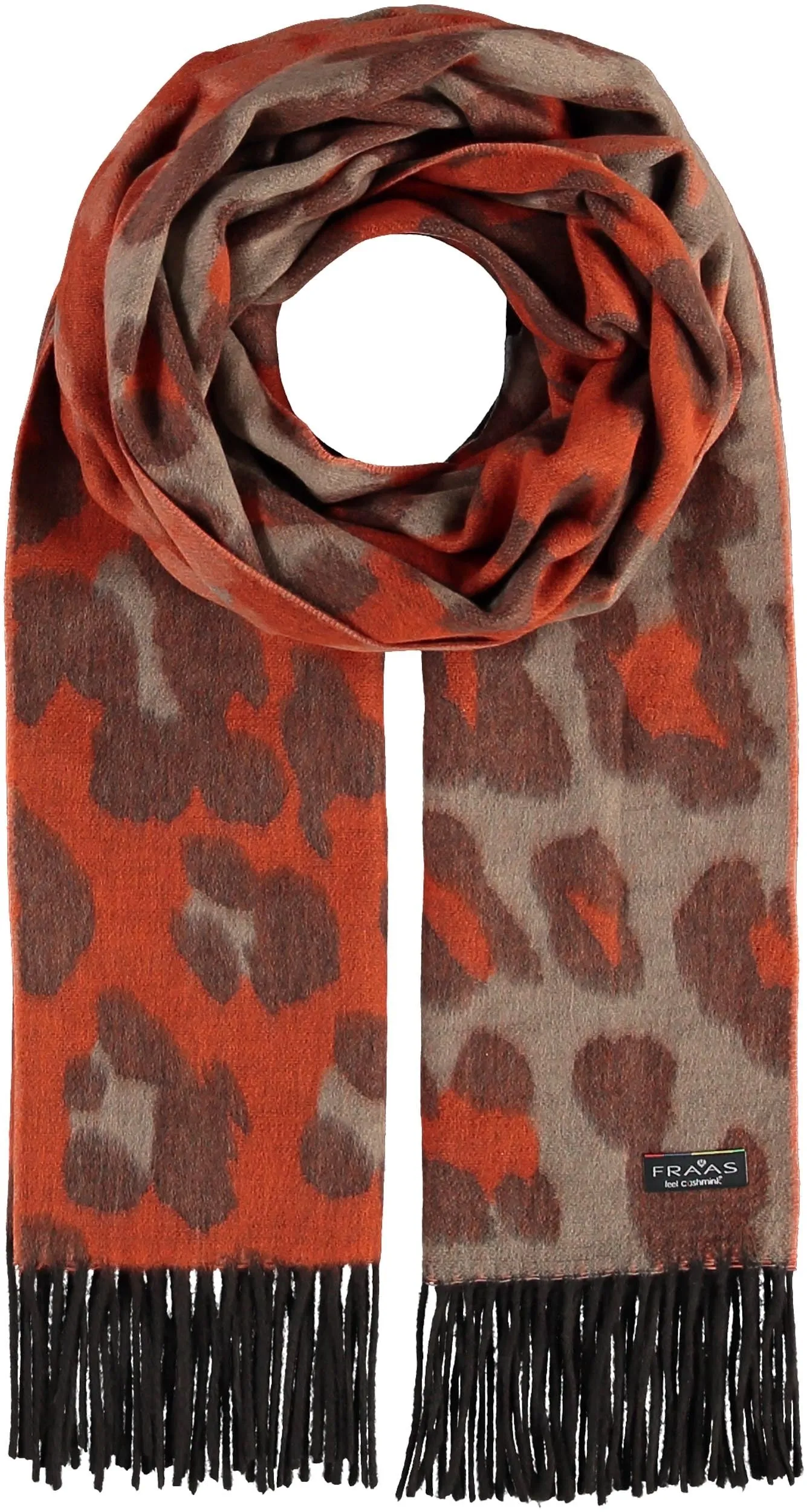 Fraas 625281 260 Camel Terracotta Orange Tonal Animal Print Cashmink Wrap