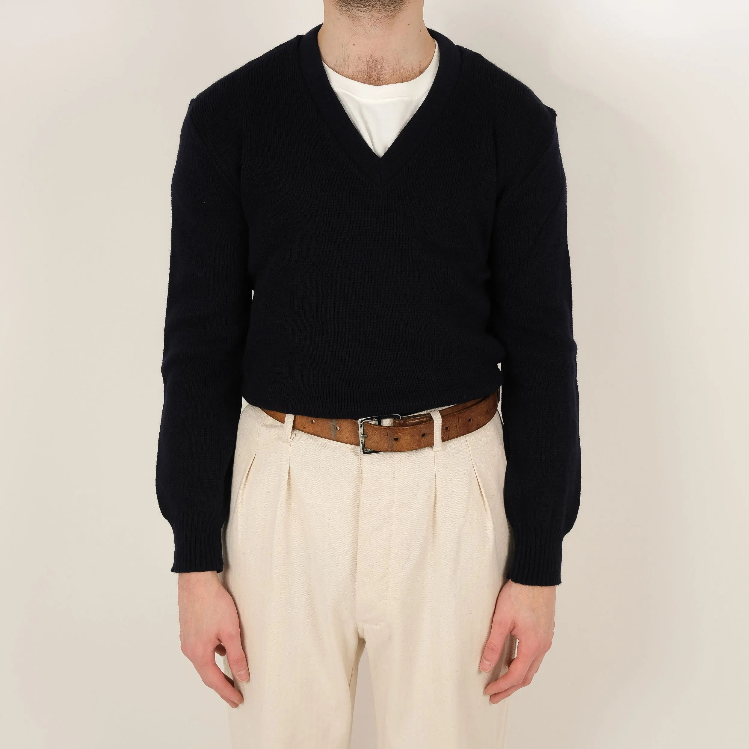 French Navy V-Neck Sweater