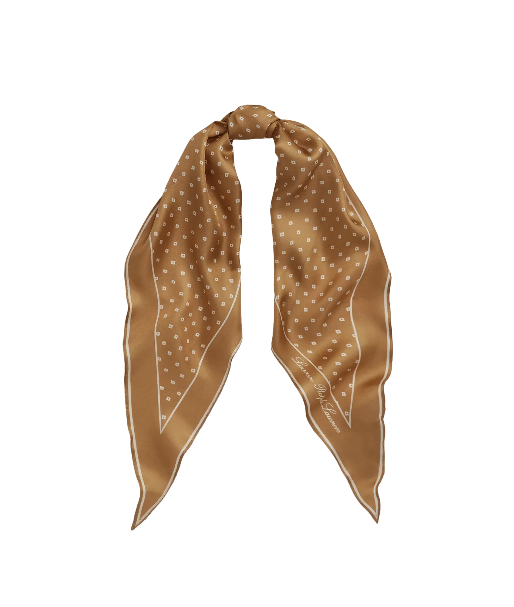 Geo-Print Silk Twill Diamond Scarf - Brown