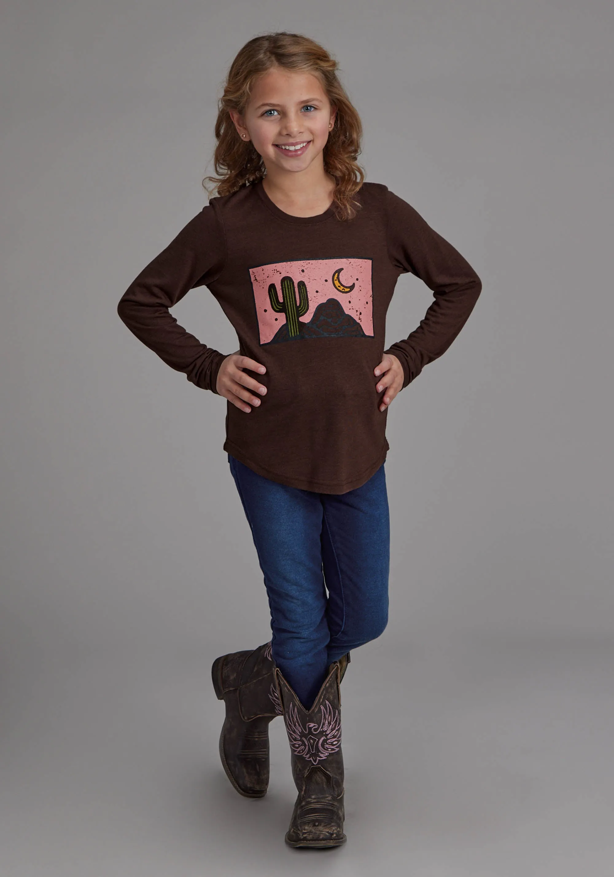 Girl's Roper Chocolate Brown Jersey Tee