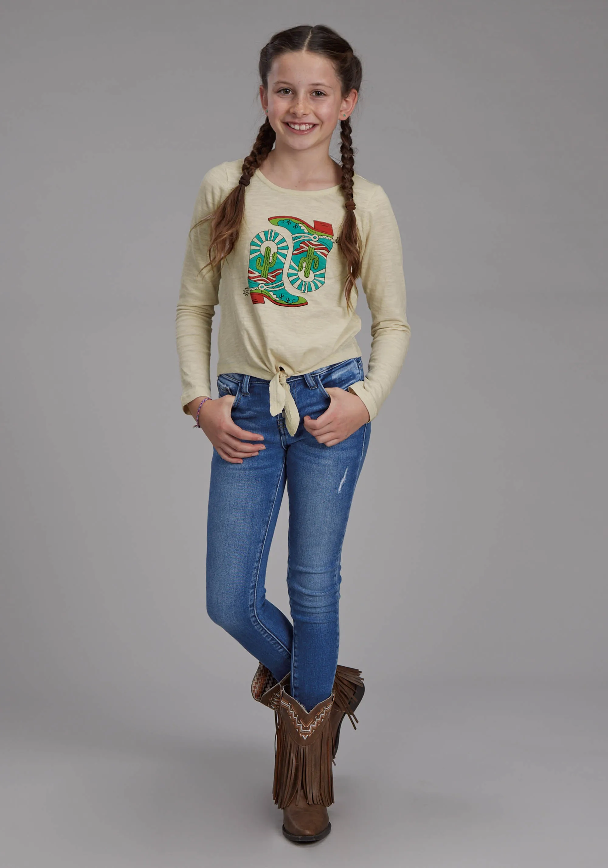 Girl's Roper Cream Jersey Tee