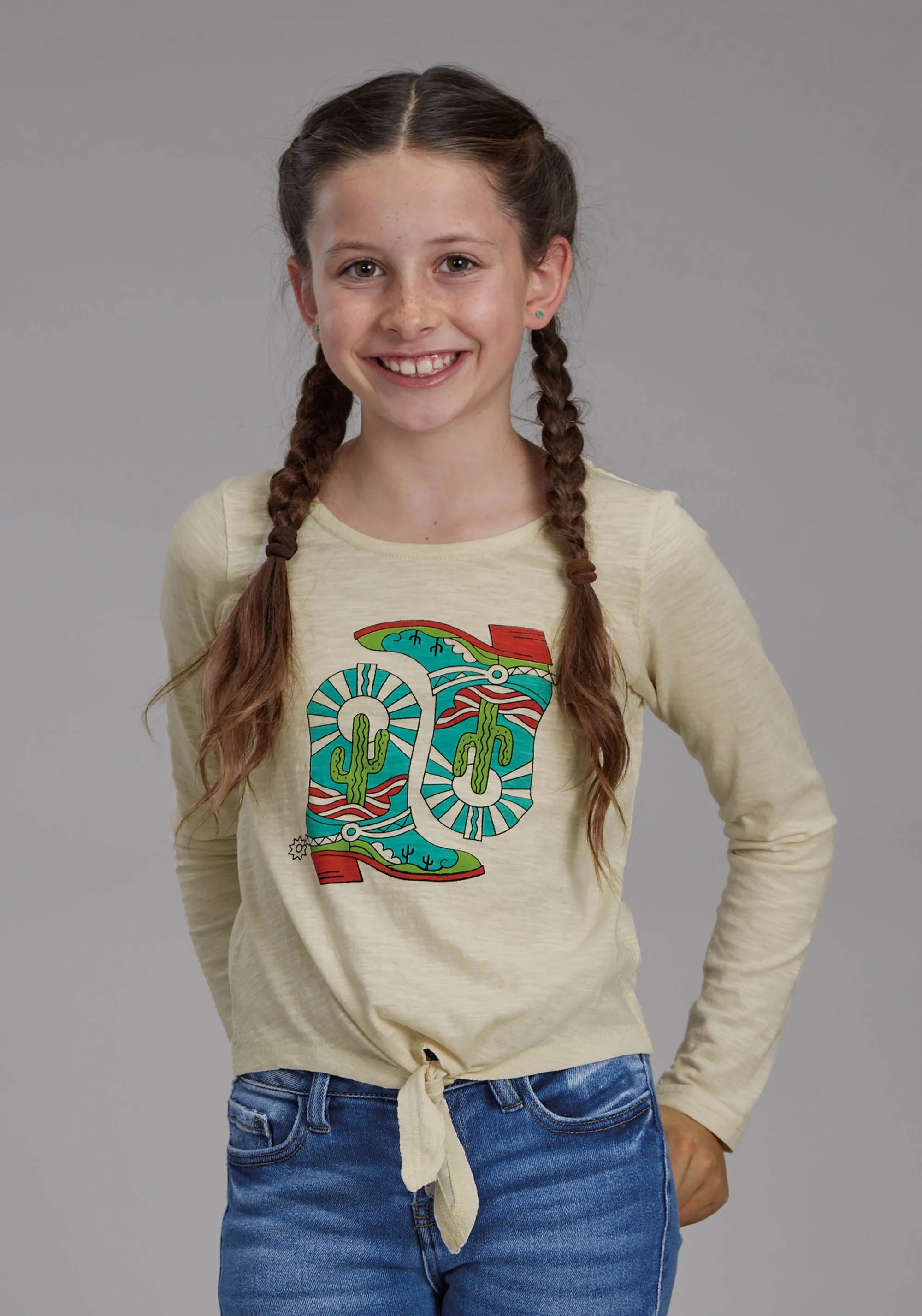 Girl's Roper Cream Jersey Tee