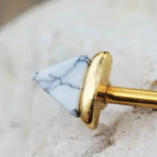 Gold Howlite Triangle Industrial Barbell