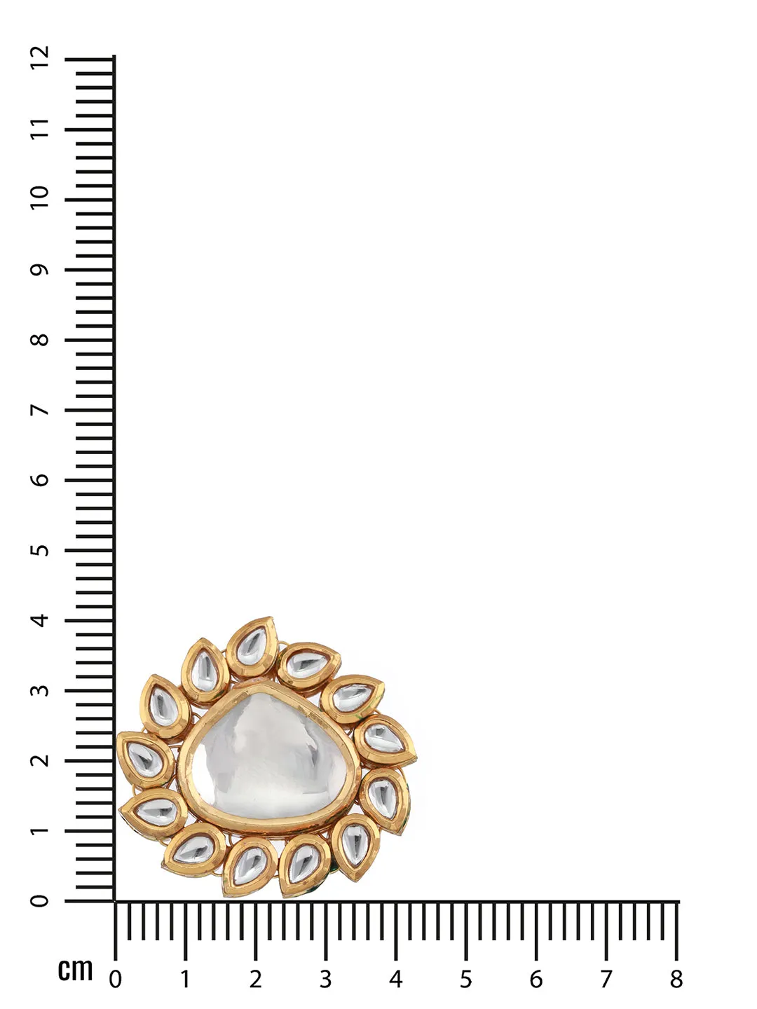 Gold-Plated White Kundan-Studded Handcrafted Adjustable Finger Ring