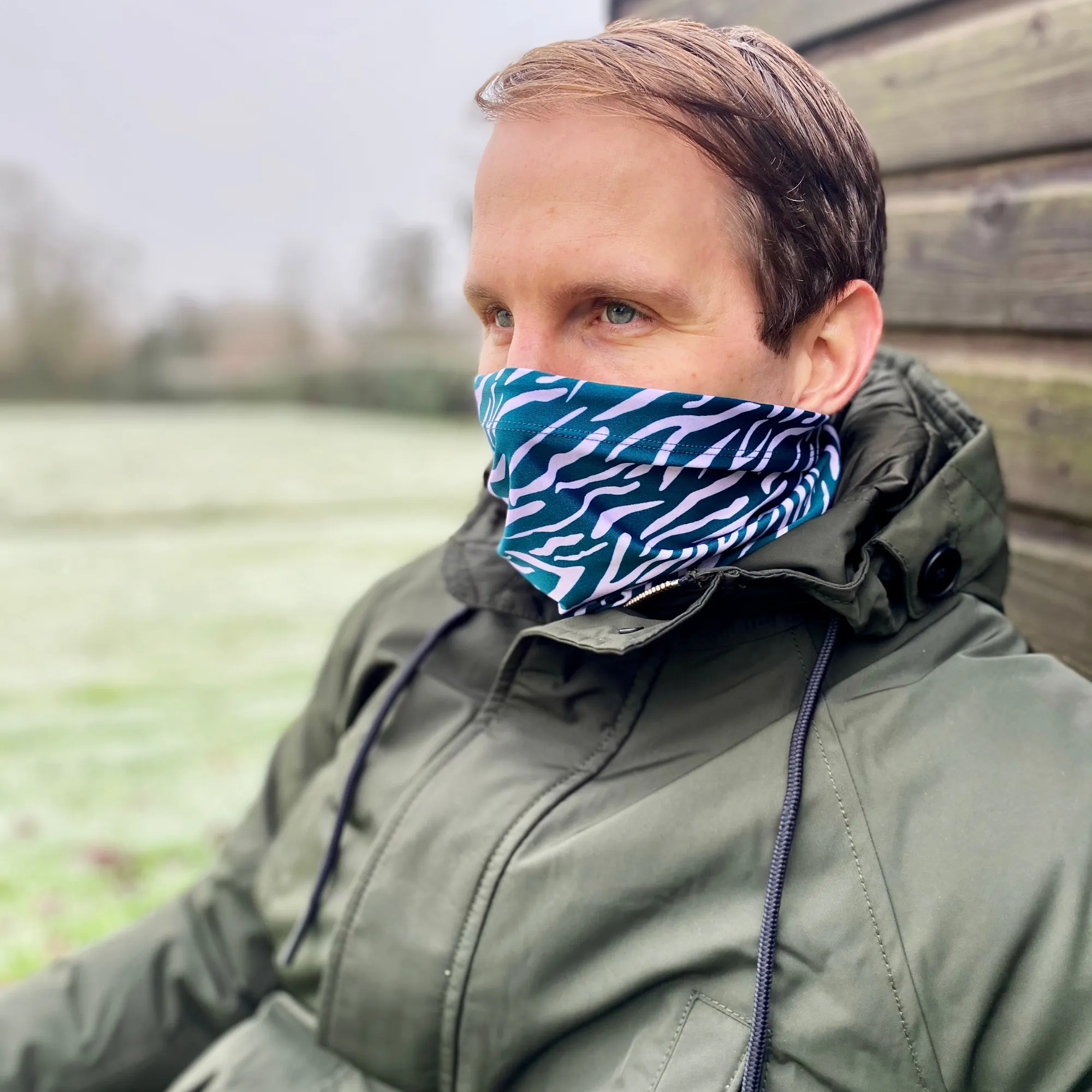 Green Shima Print Unisex Neckwarmer Snood