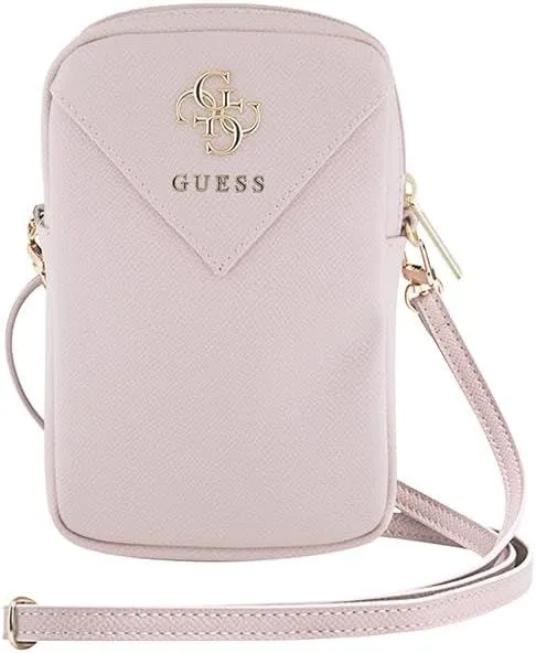 Guess 4G Zip Triangle Universal Wallet Phone Bag With Strap Pink - GUWBZPGSTEGP