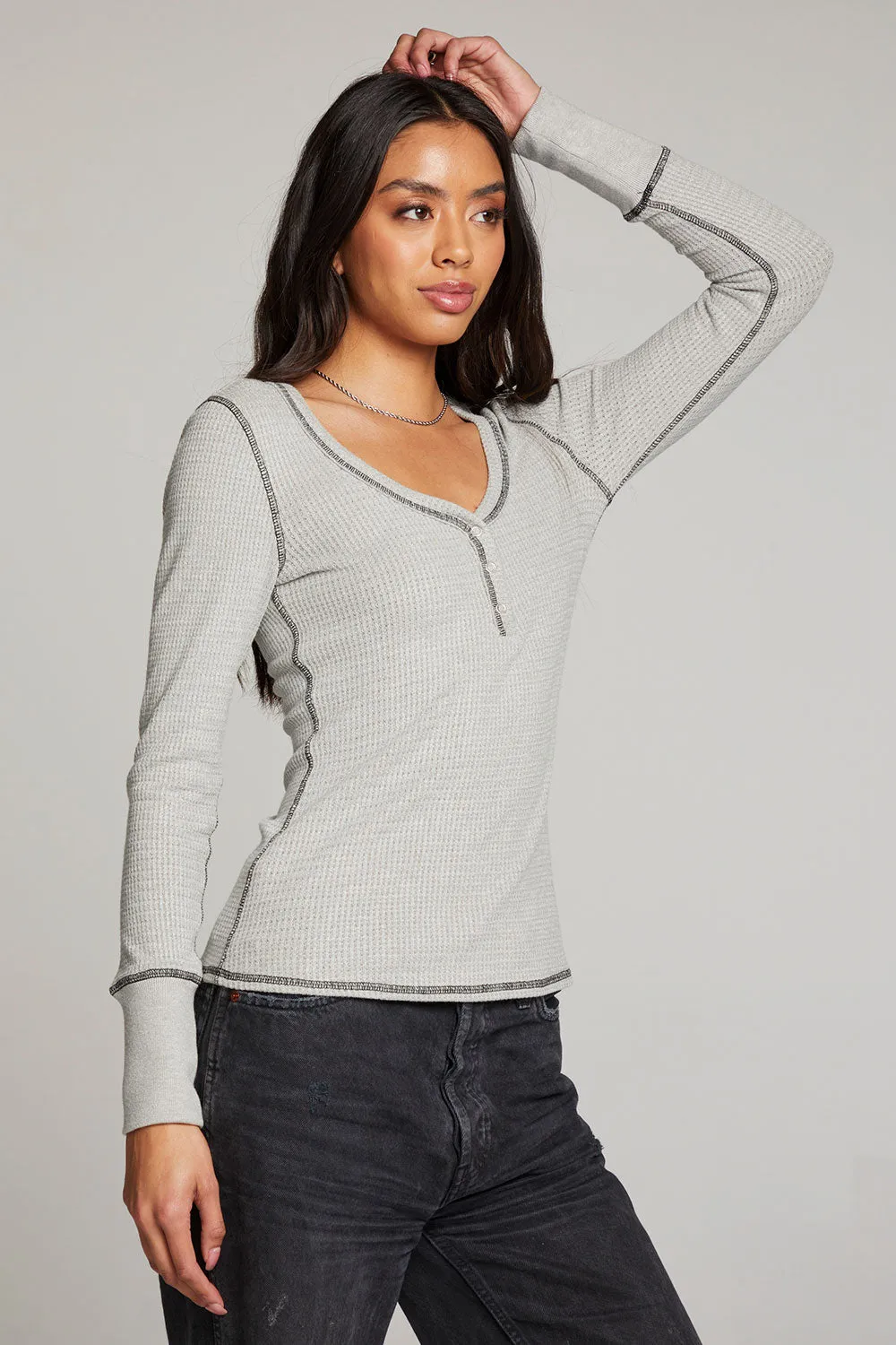 Heather Grey Long Sleeve Henley