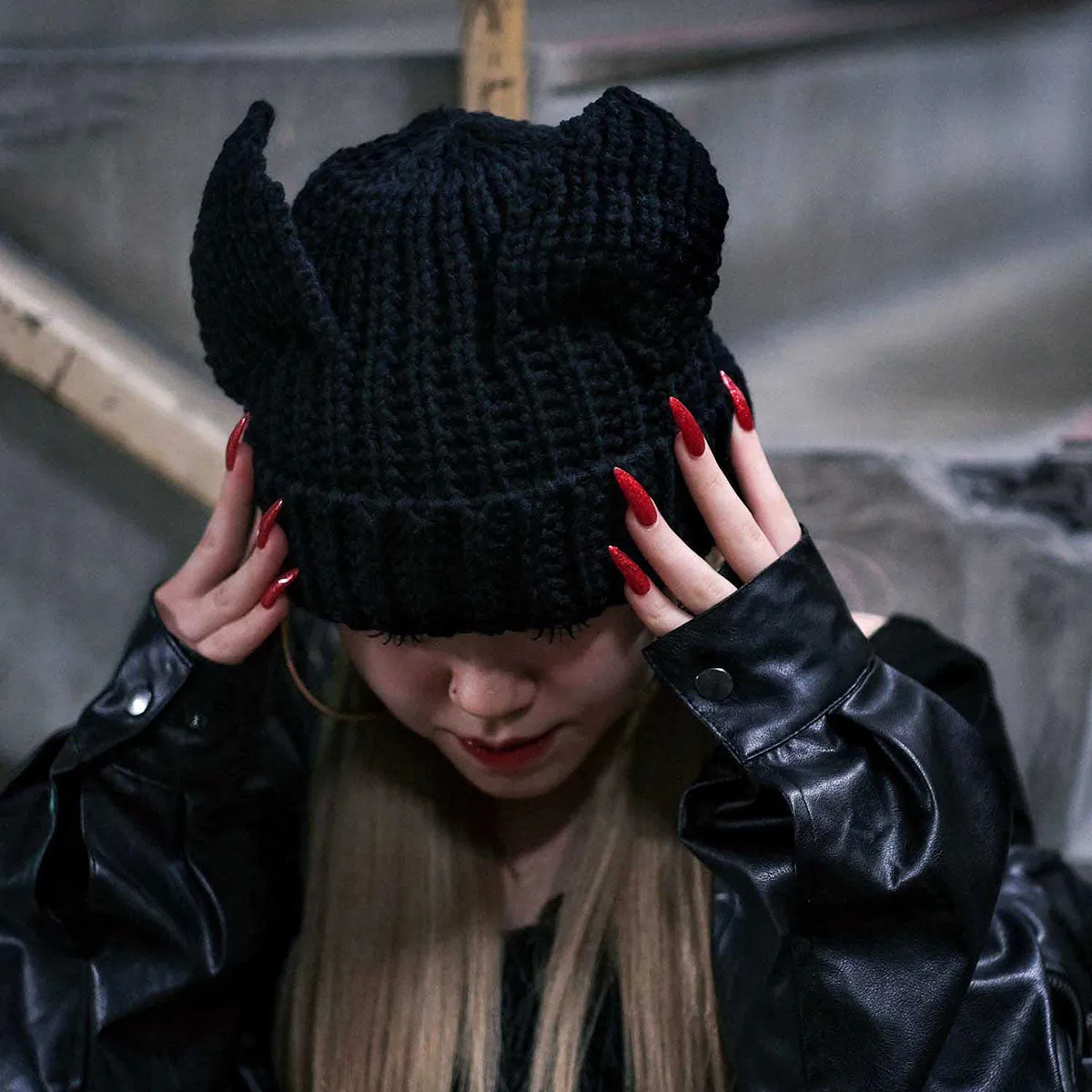 HOMEGAME - CAT KNIT CAP BLACK【HG241404】