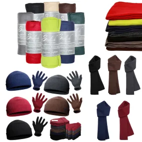 Homeless Care Package Supplies - Bulk Case of 12 Winter Throw Blankets, 12 Winter Sets