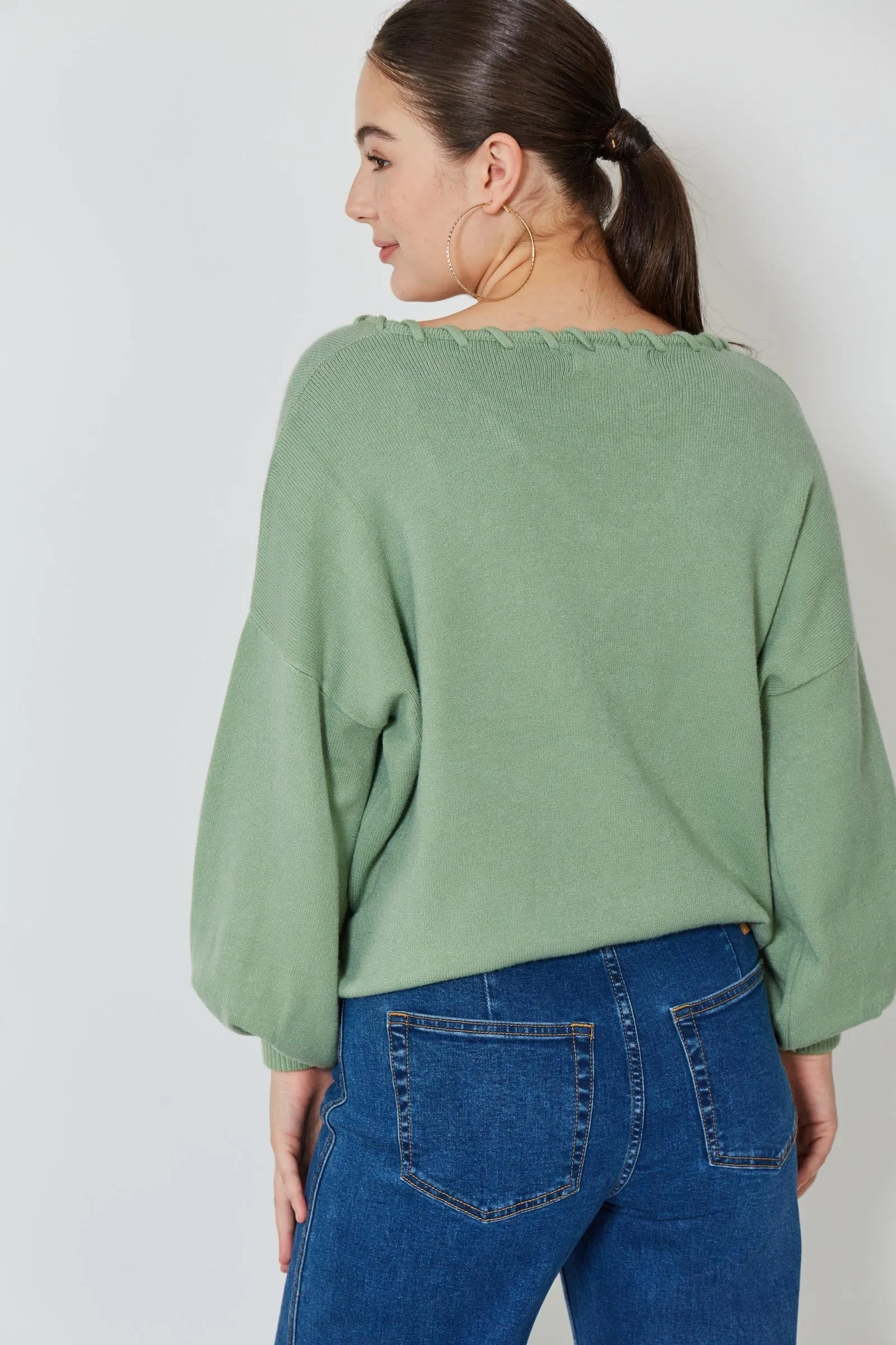 Ines V Jumper (Moss)