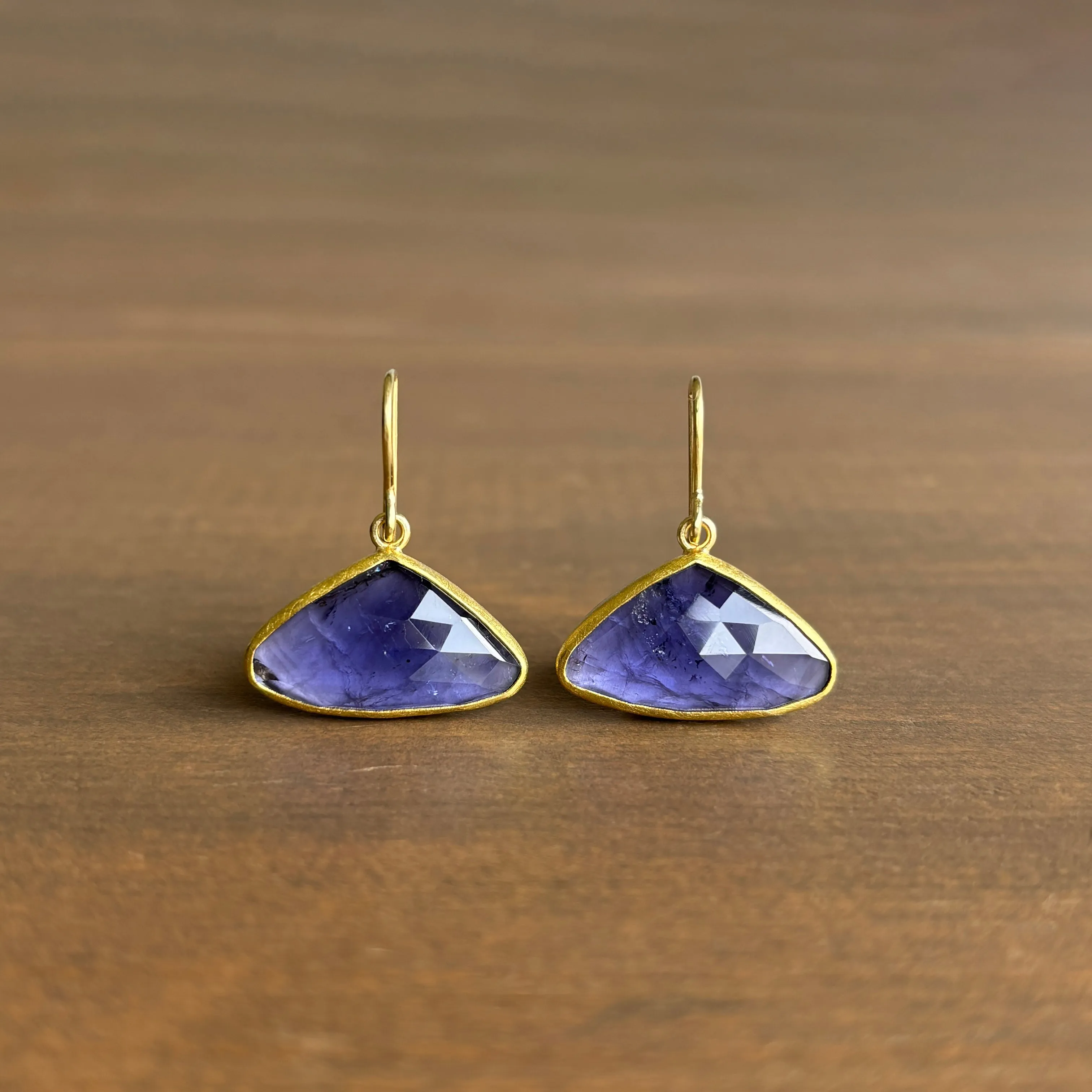 Iolite Triangle Earrings