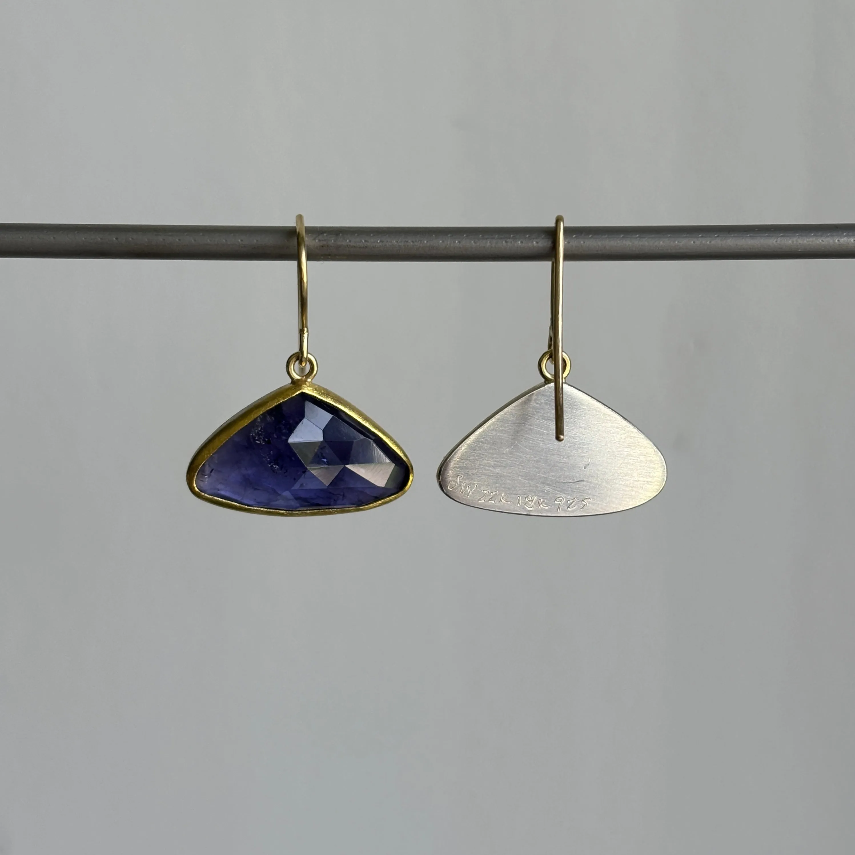 Iolite Triangle Earrings