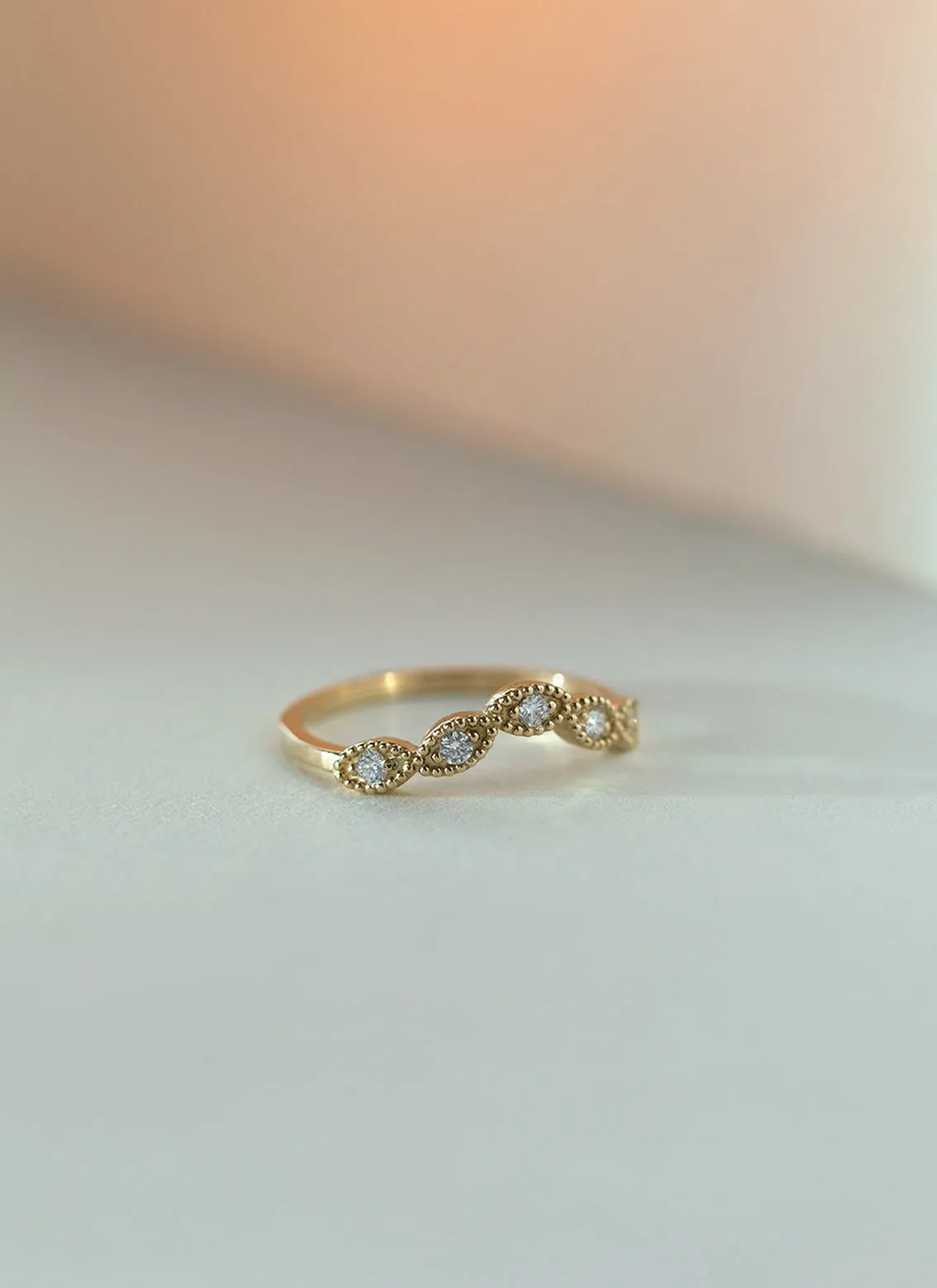 Joshi's sister diamond curve ring 14k gold