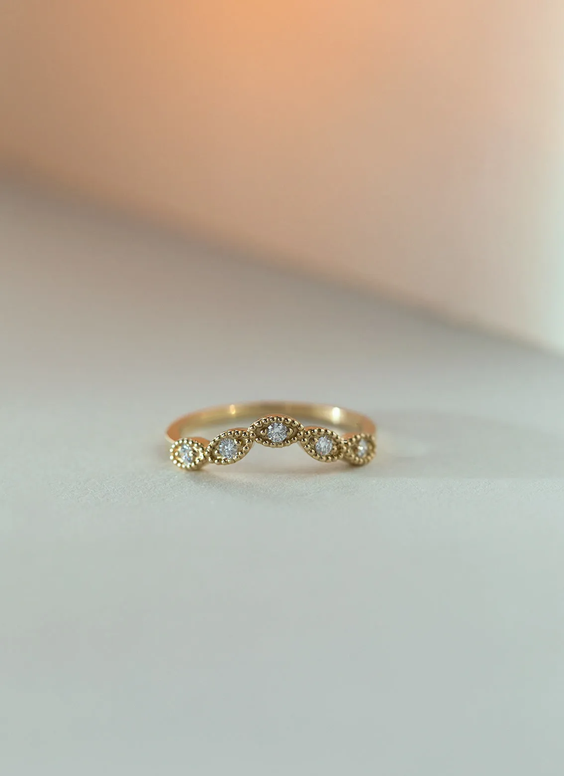 Joshi's sister diamond curve ring 14k gold