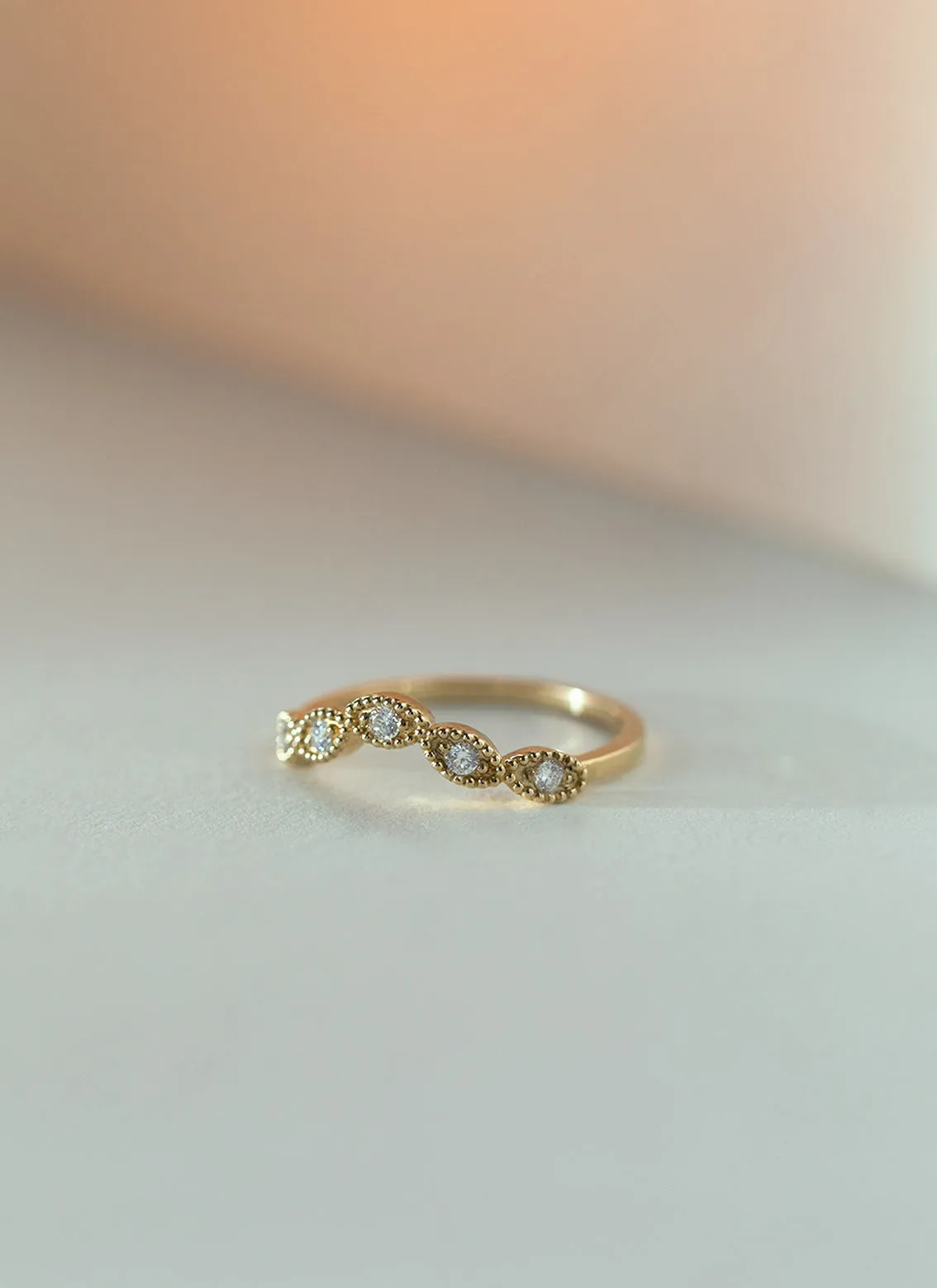 Joshi's sister diamond curve ring 14k gold