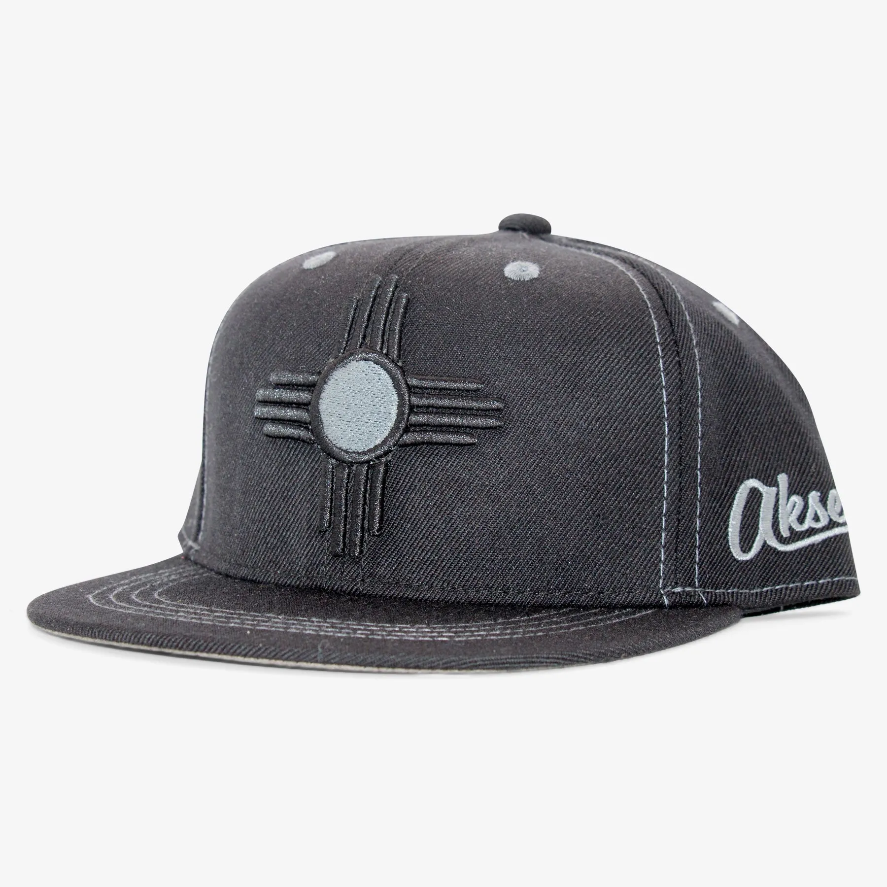 Kids New Mexico All Black Zia Flatbill Snapback Hat