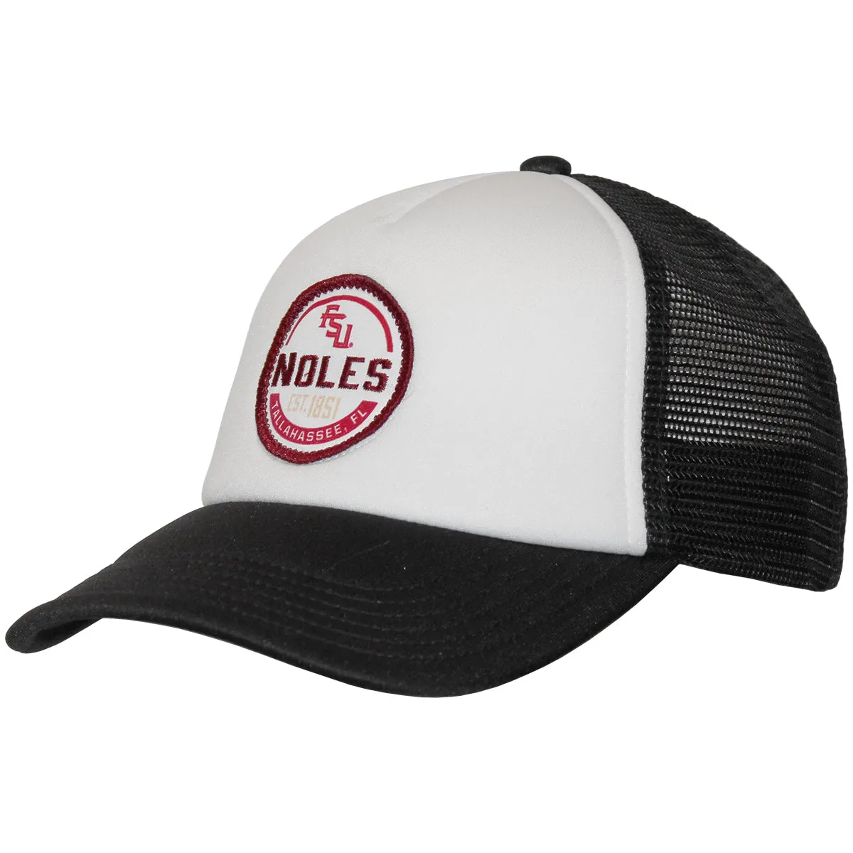 Legacy Stacked FSU/Noles Patch Adjustable Laguna Trucker Cap - White/Black