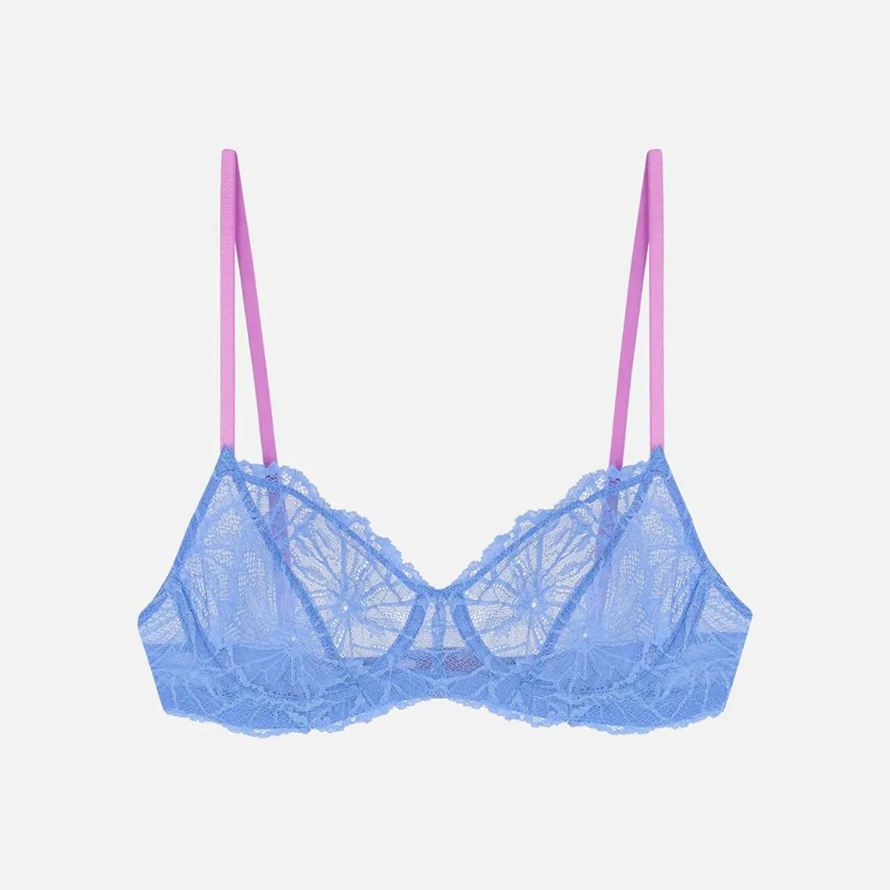 Lena Graphic Lace Underwire Bra in Cornflower Blue