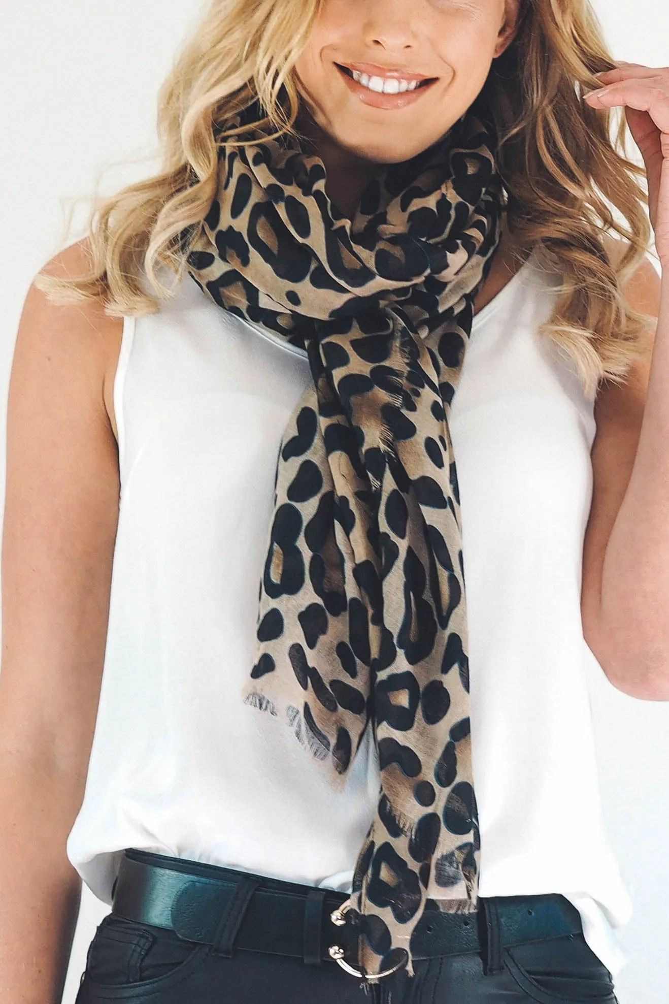 Leopard Print Scarf- Caramel