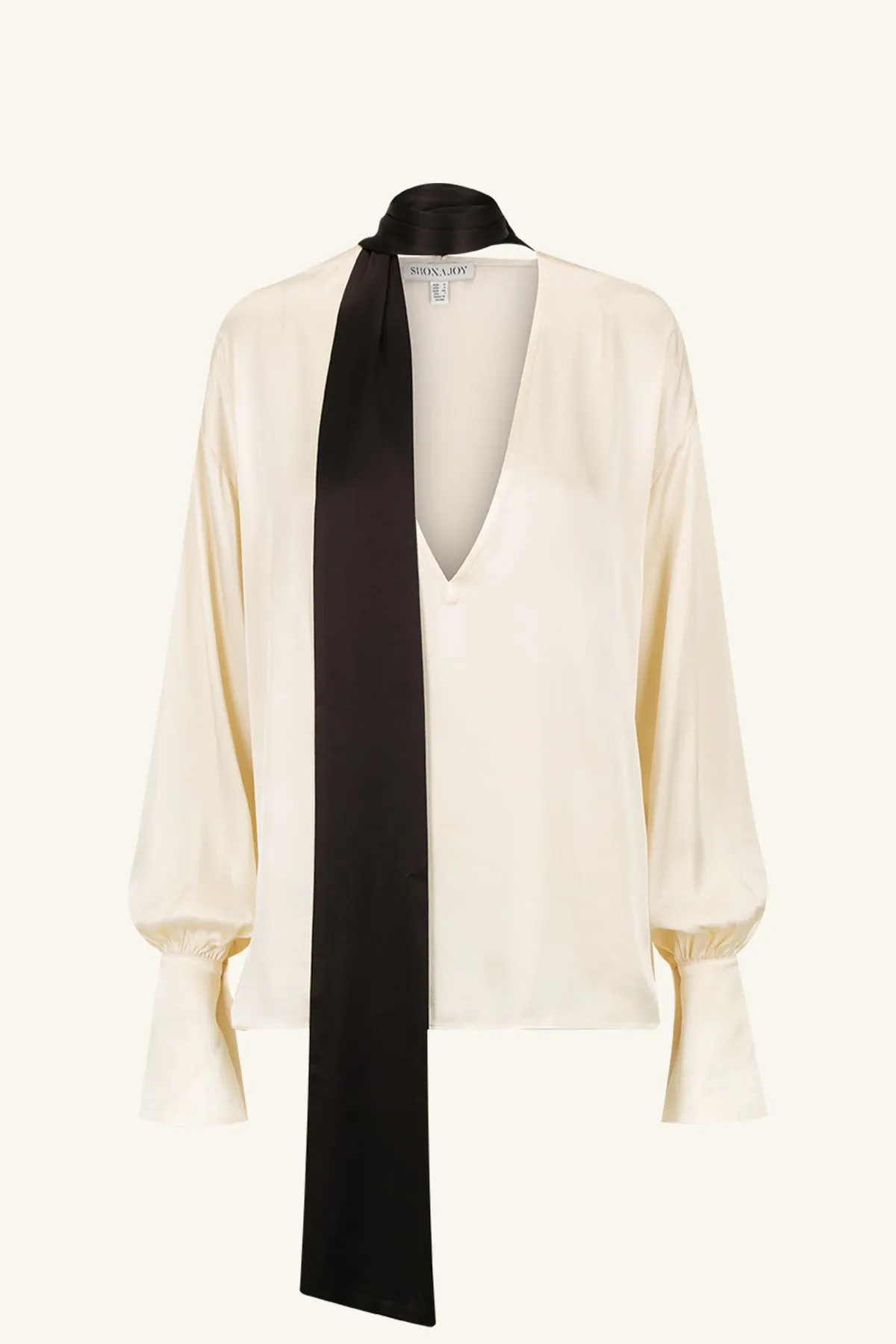 LINO SCARF BLOUSE - CREAM/BLACK