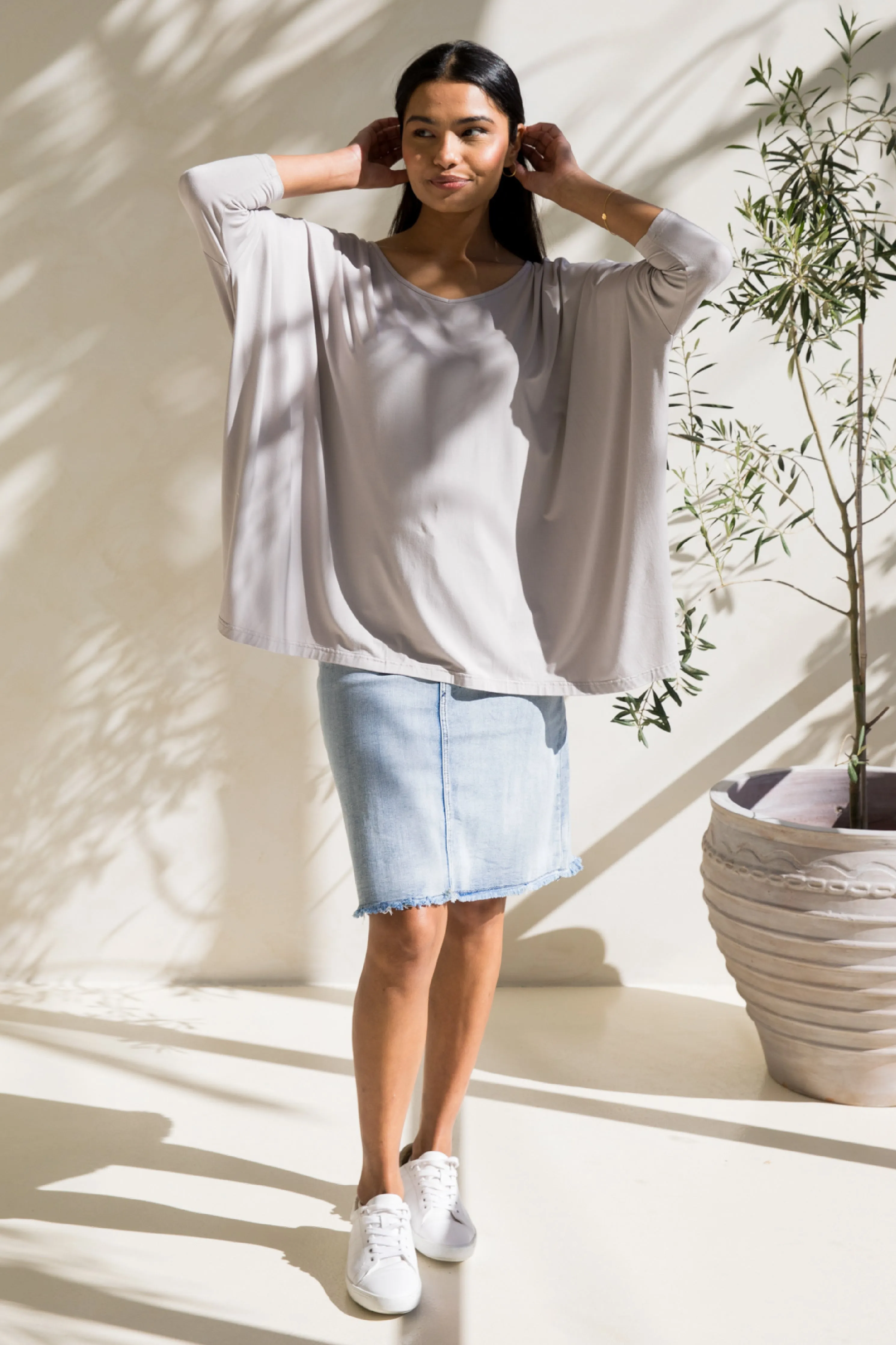 Long Sleeve Nice Top in Stone