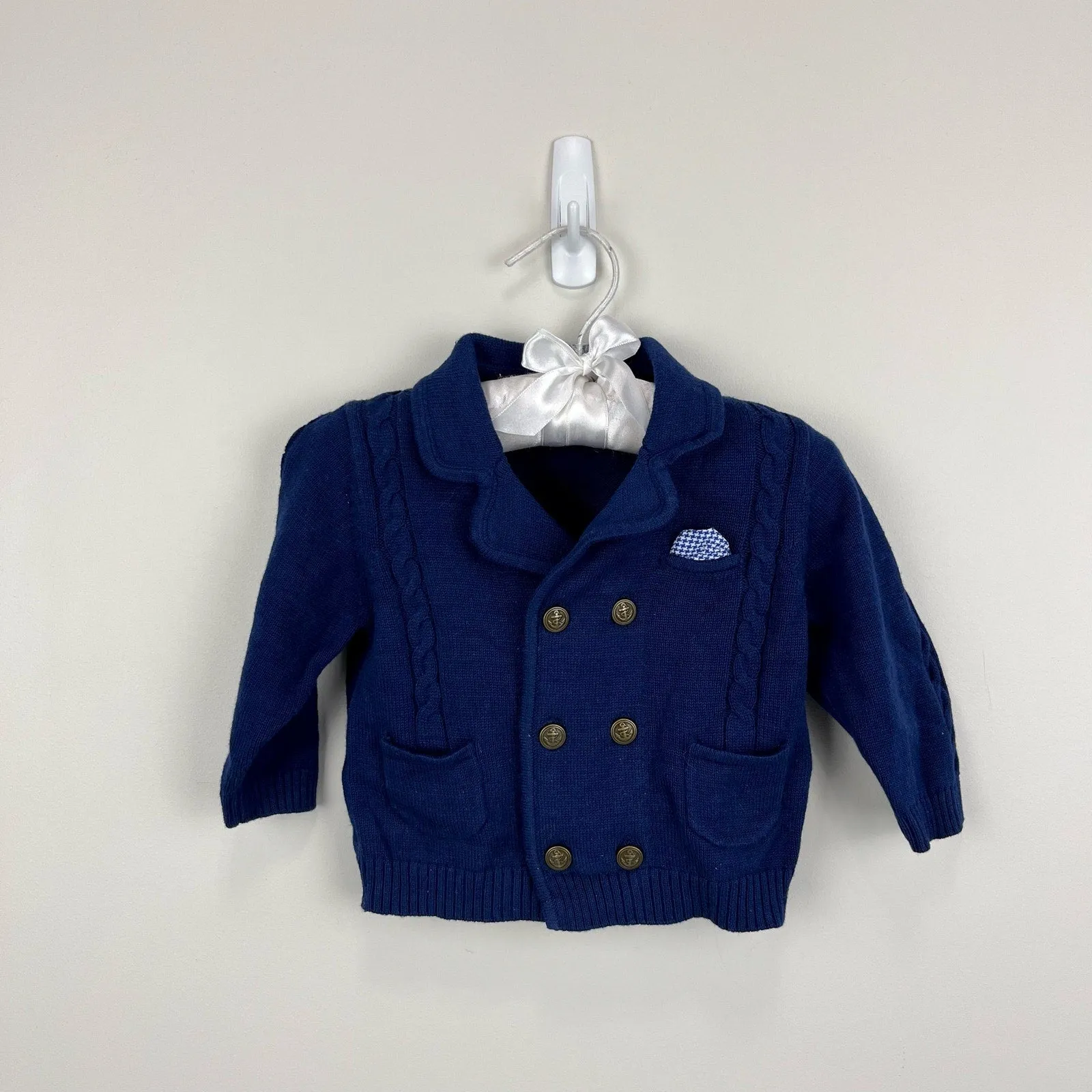 Mayoral Baby Navy Blue Cable Knit Cardigan 6 Months