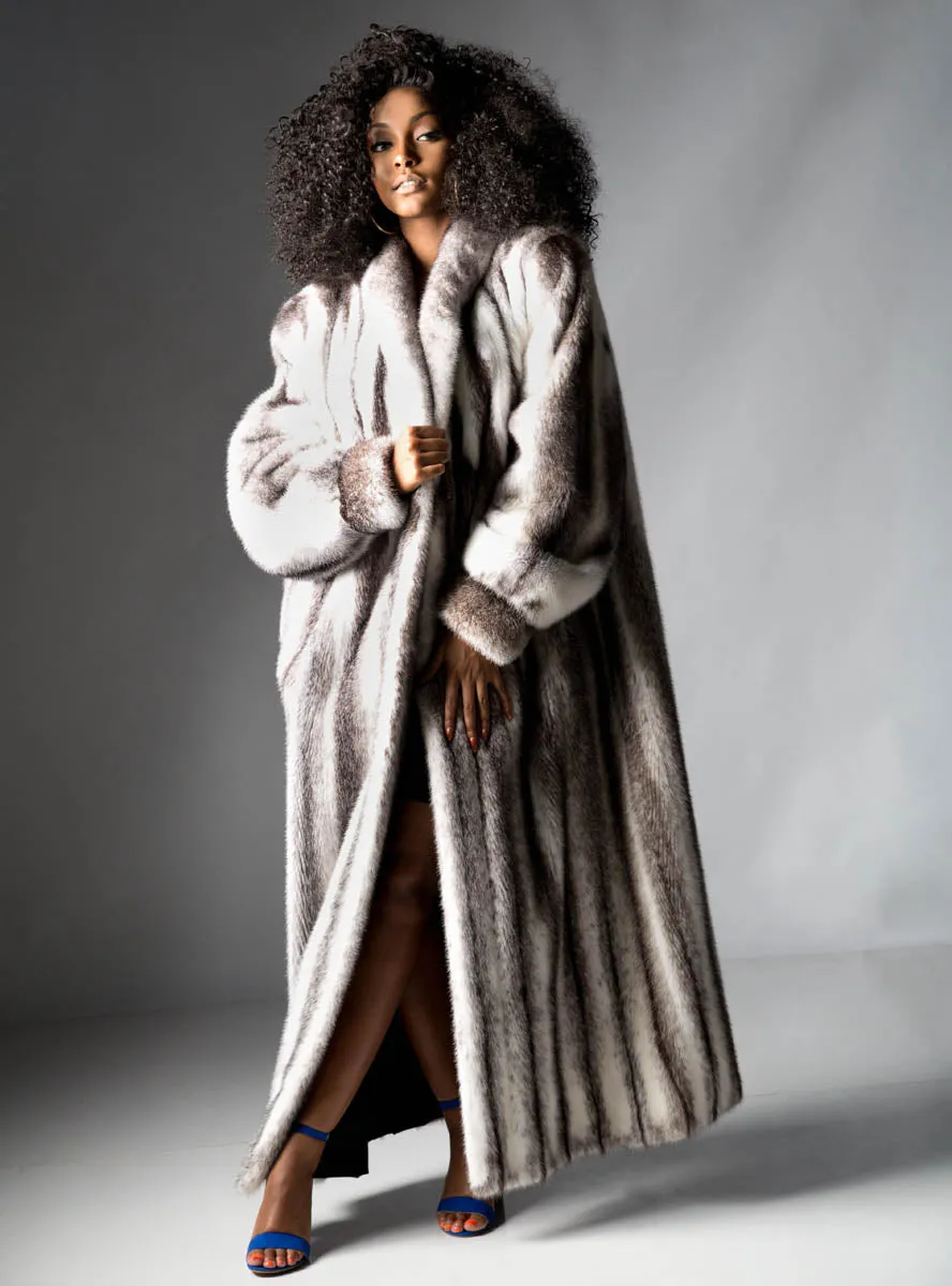 Mink Fur Coat with Shawl Collar and Bracelet Cuffs