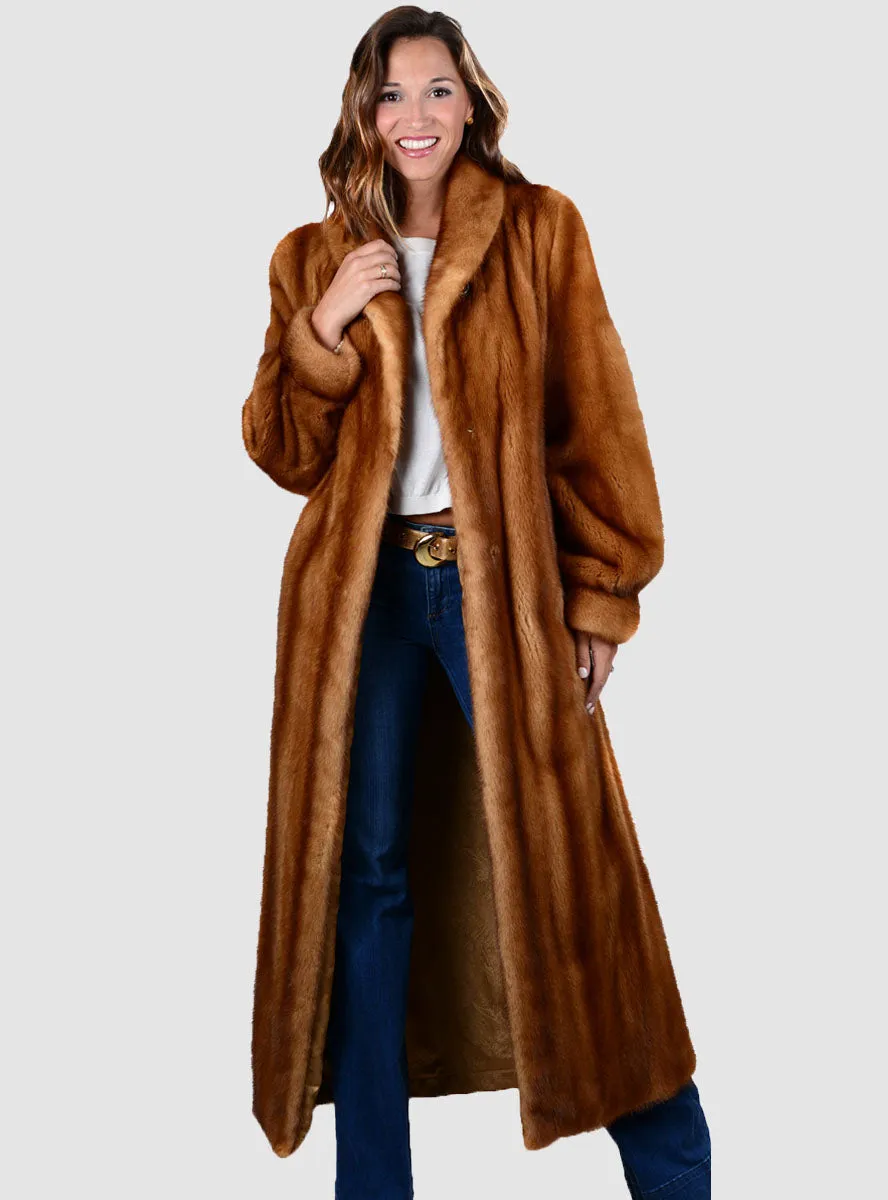 Mink Fur Coat with Shawl Collar and Bracelet Cuffs