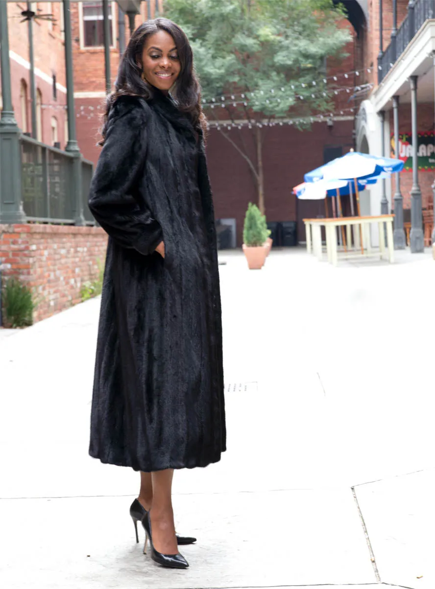 Mink Fur Coat with Shawl Collar and Bracelet Cuffs