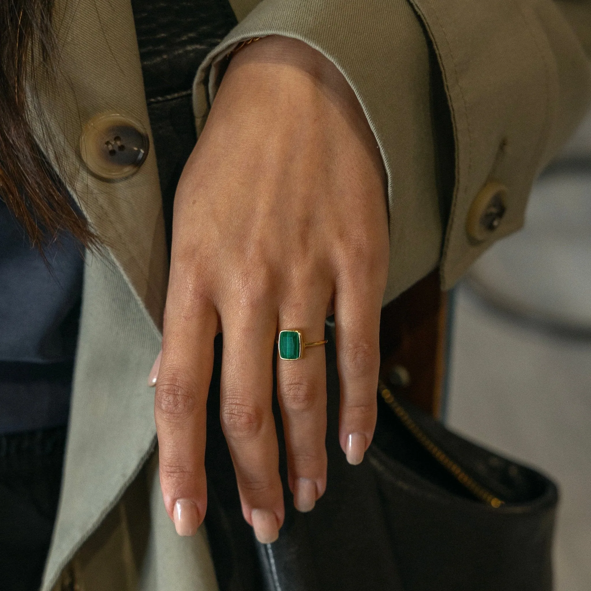 'Monroe' Green Malachite Ring