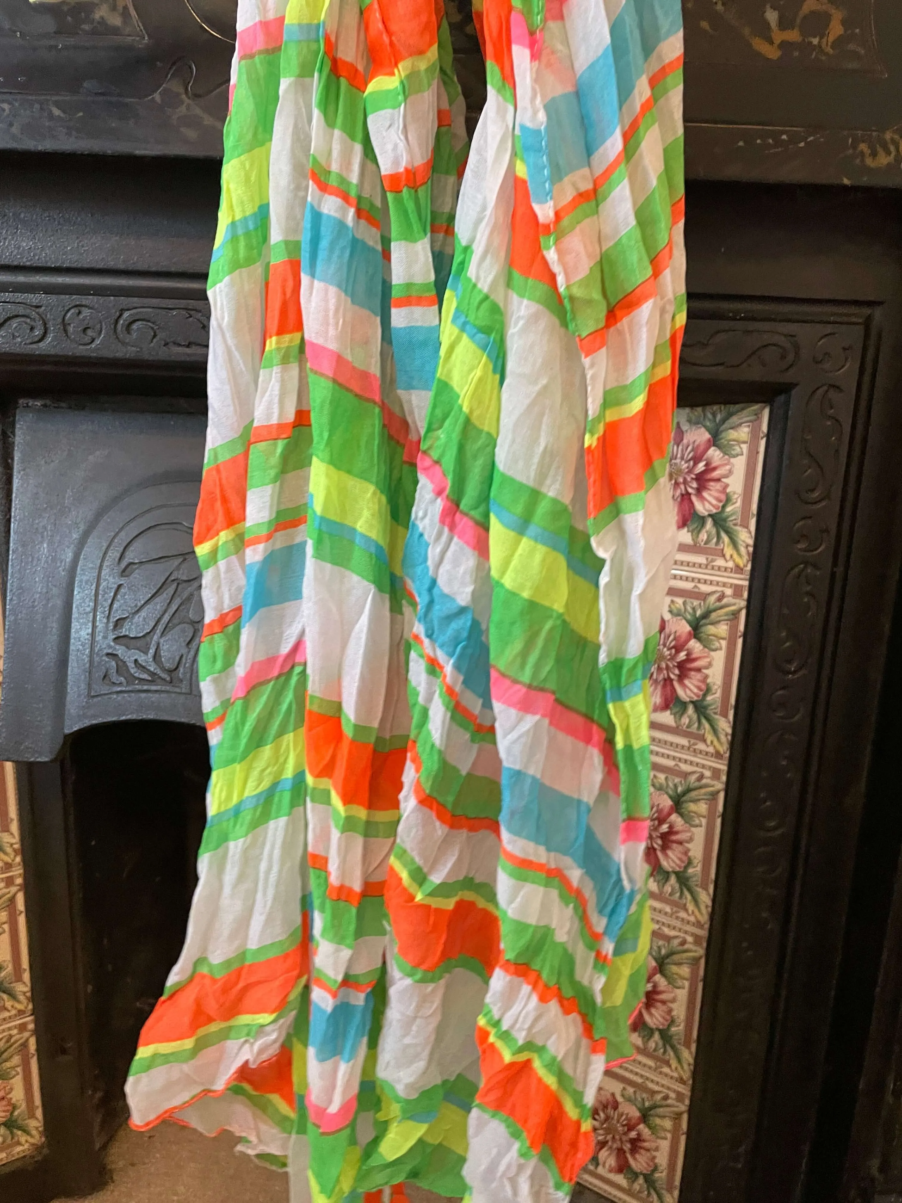 Neon Striped Slub Scarf