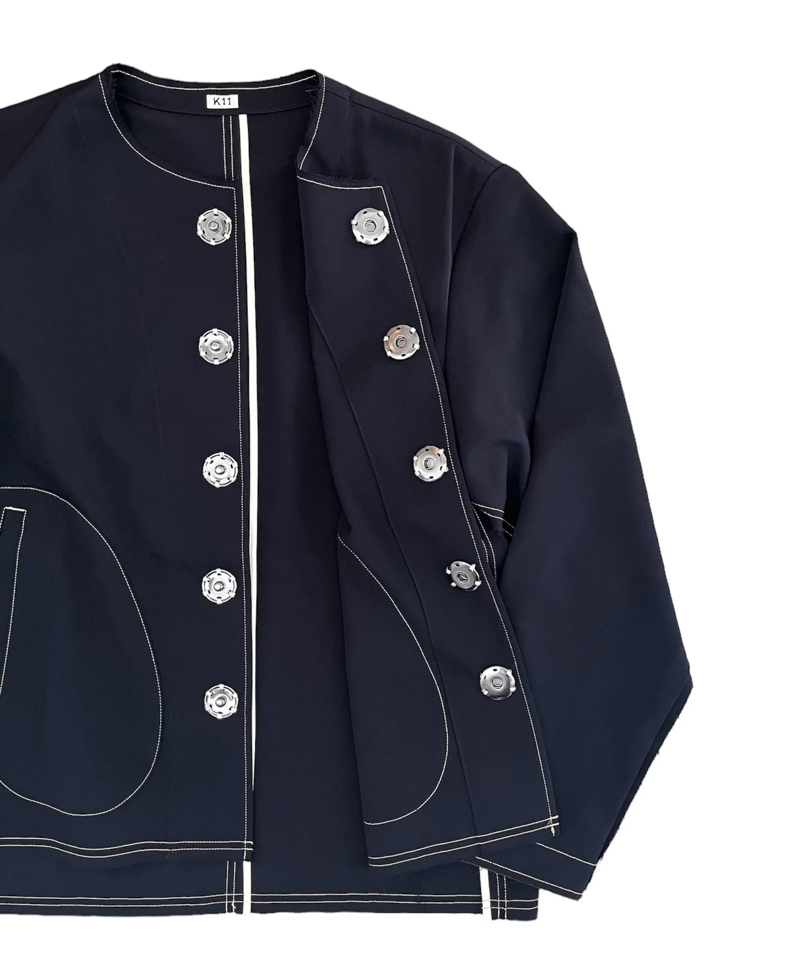 No collar jacket "NAVY"