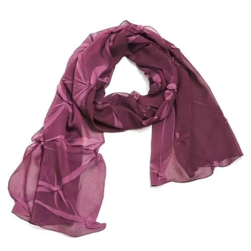 NUNO Long Scarf: "Tsumami Shibori" (Watermelon/Wine)