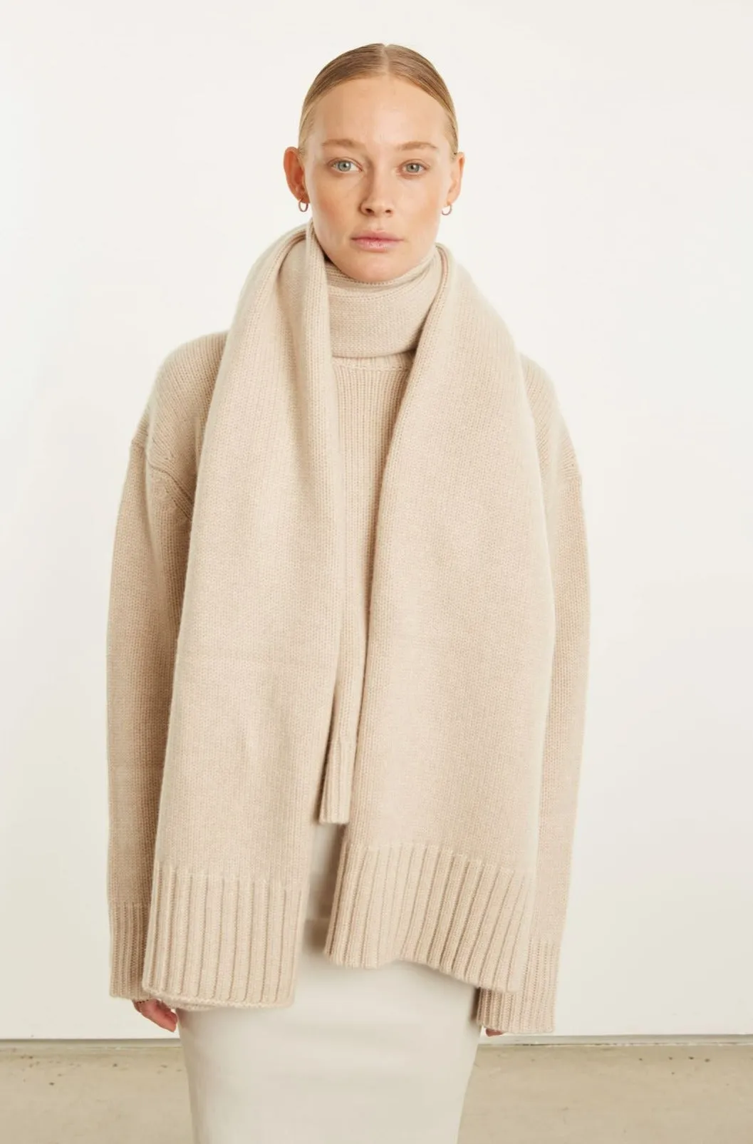 Oat Cashmere Wrap Scarf