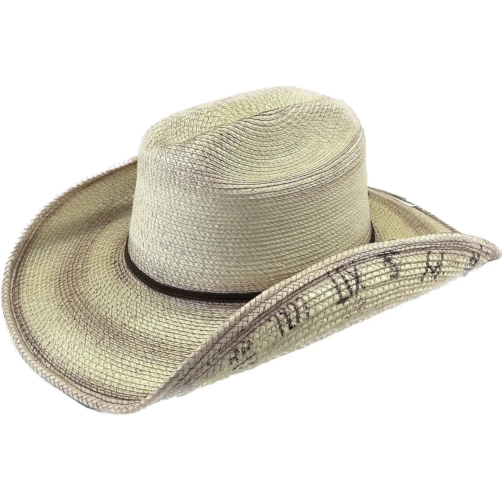 Palm Straw Western Cowboy Hat with Cattleman Brands