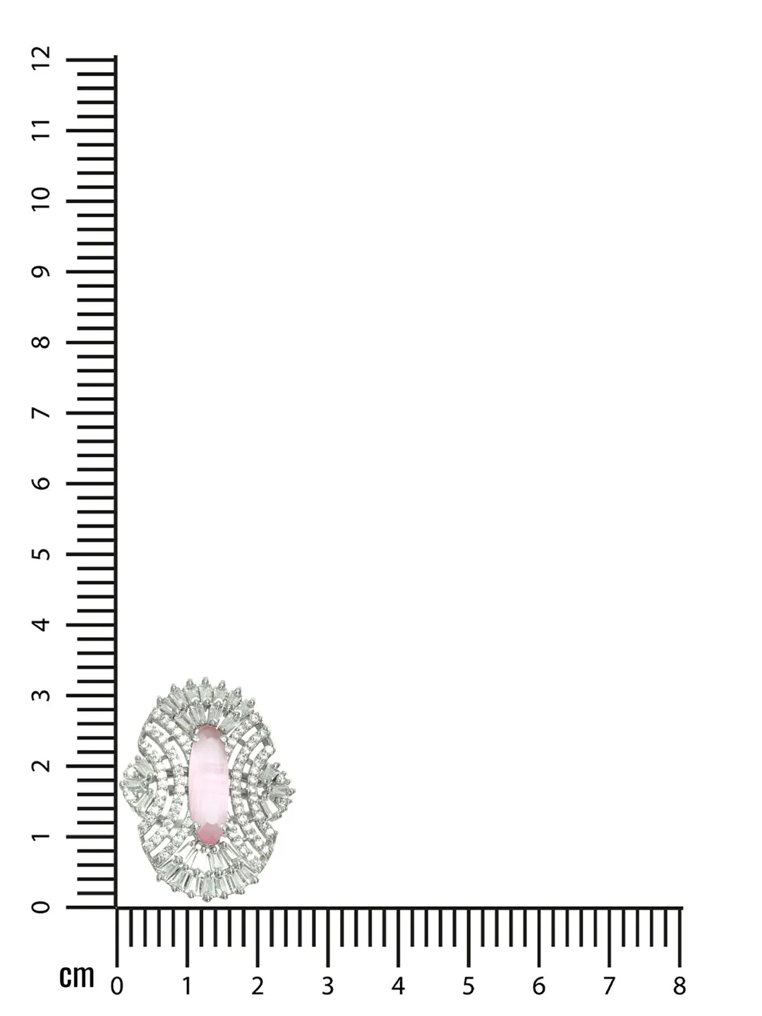 Pink American Diamond Studded,Silver-Plated Cz Studded Adjustable Finger Ring