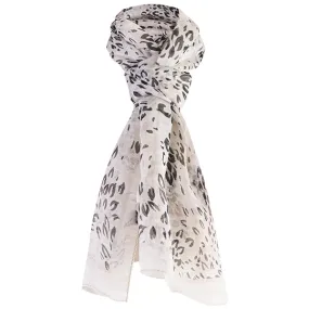 Printed Modal Linen Silk Scarf in Flax Florettes