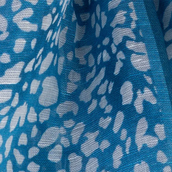 Printed Modal Linen Silk Scarf in Mini Leo Teal