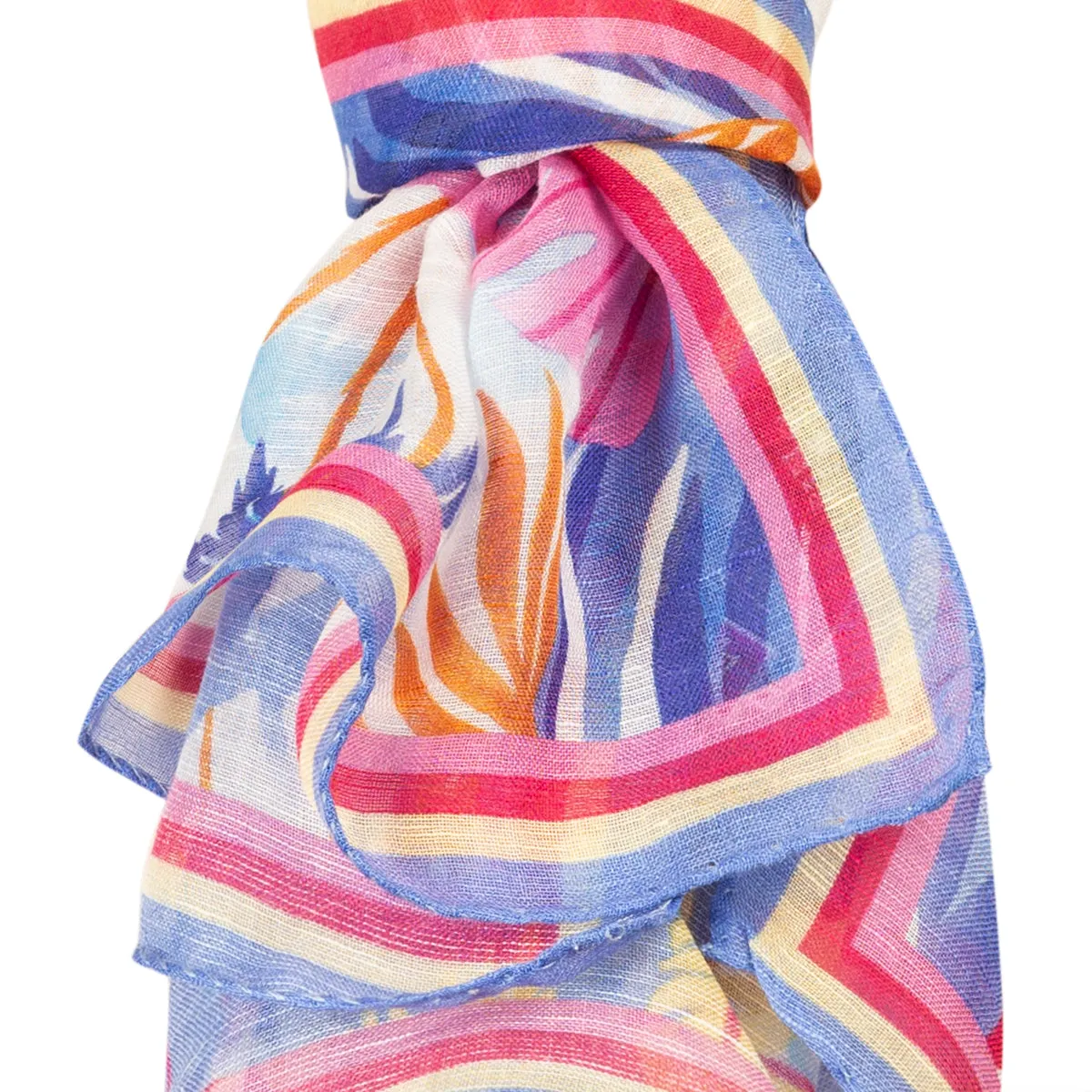 Printed Modal Linen Silk Scarf in Sunset Beach