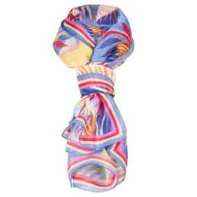 Printed Modal Linen Silk Scarf in Sunset Beach